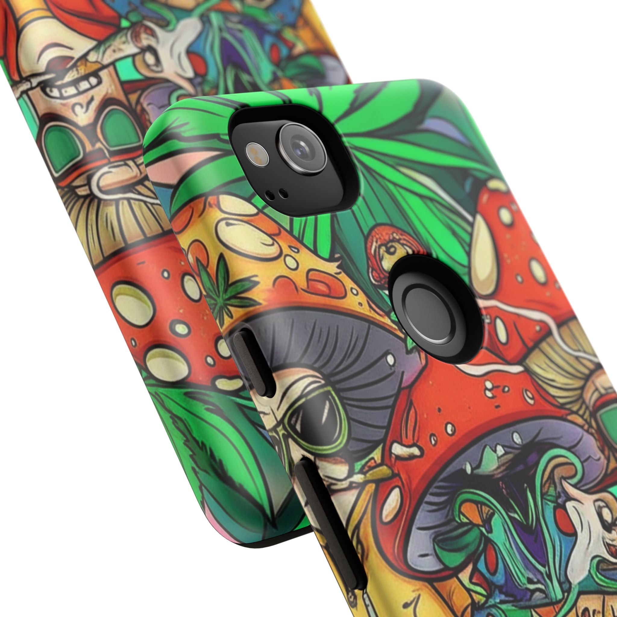 Vibrant Phone Case Featuring Funky Mushroom Art, Tough Cases, Trendy Accessories, Unique Gifts, Eclectic Style, Phone Protection