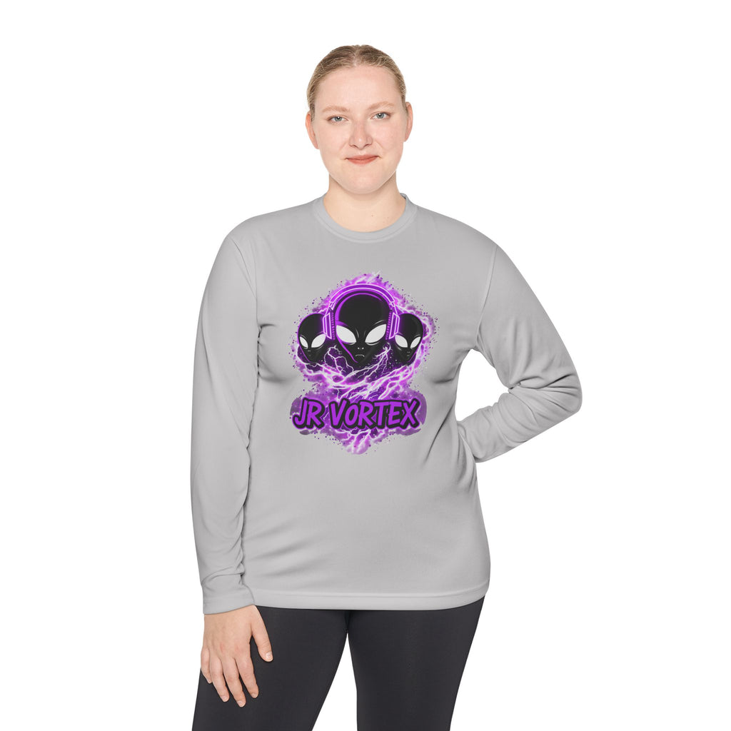 Alien Vortex Long Sleeve Tee — 'JR VORTEX' Graphic Sci‑Fi Shirt