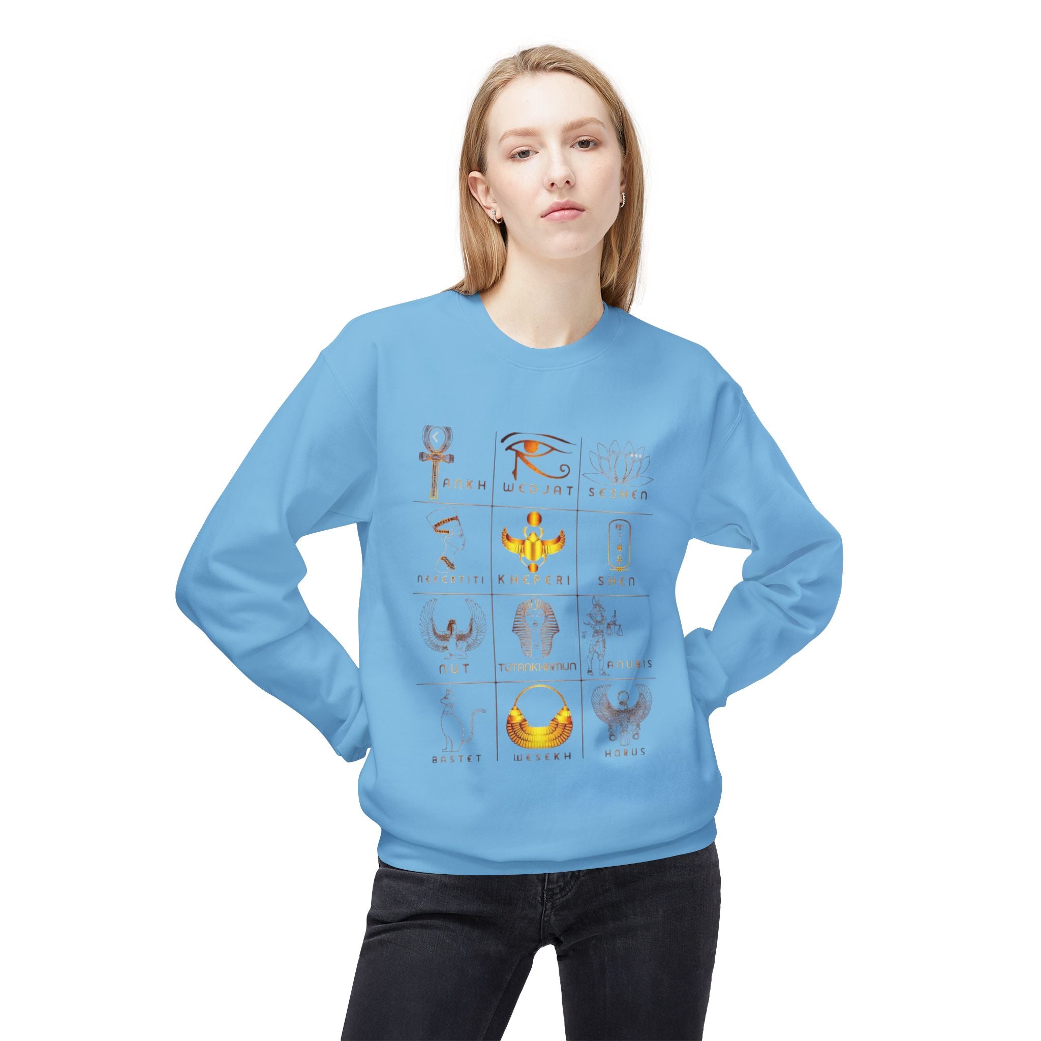 Egyptian Hieroglyphs Sweatshirt, Cozy Crewneck with Ancient Symbols, Unisex Fashion for History Lovers, Gift for Birthdays & Holidays