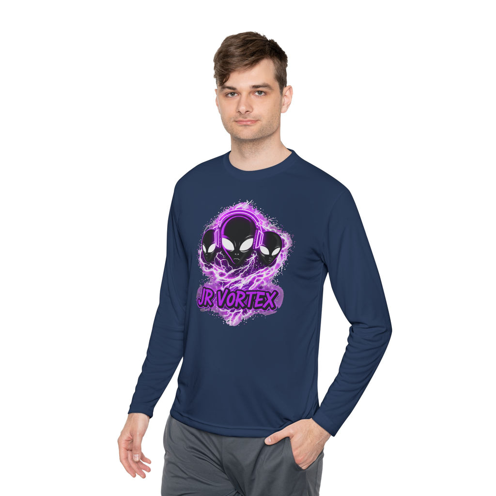 Alien Vortex Long Sleeve Tee — 'JR VORTEX' Graphic Sci‑Fi Shirt