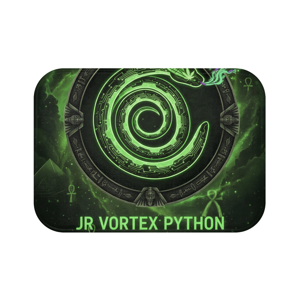 Mystical Spiral Bath Mat - JR Vortex Python Theme, Boho Home Decor, Unique Bathroom Accent, Gift for Esoteric Enthusiasts, Green Energy Mat
