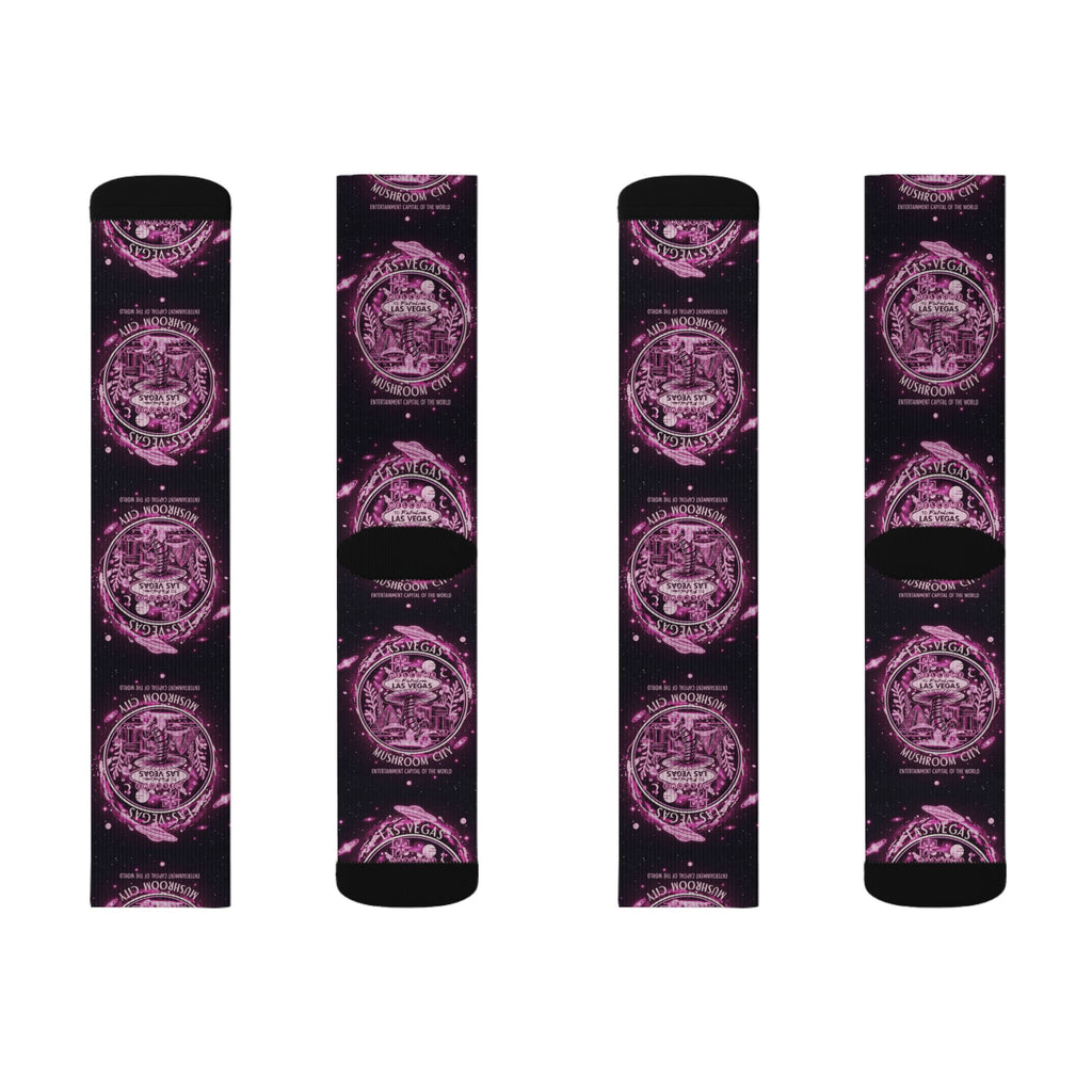 Mystic Pink Galaxy Crew Socks — Sublimated Celestial Mandala Design
