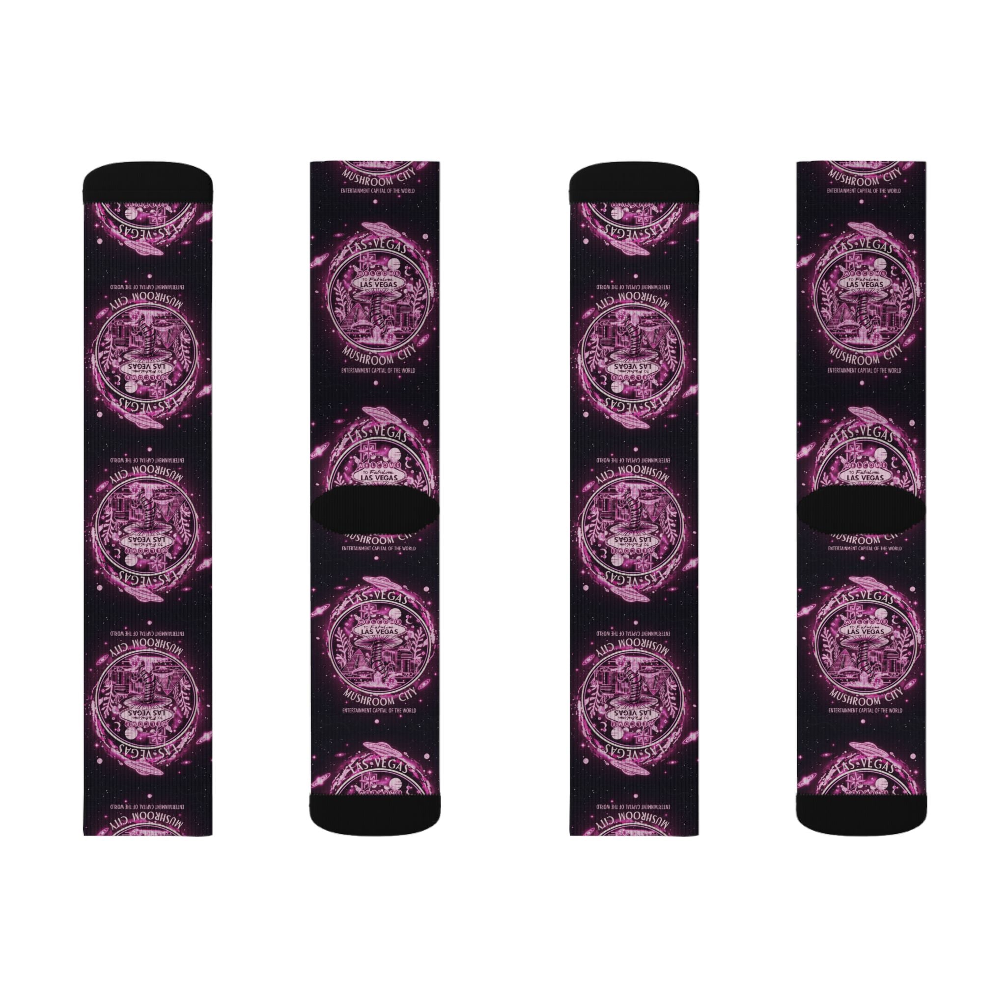 Mystic Pink Galaxy Crew Socks — Sublimated Celestial Mandala Design