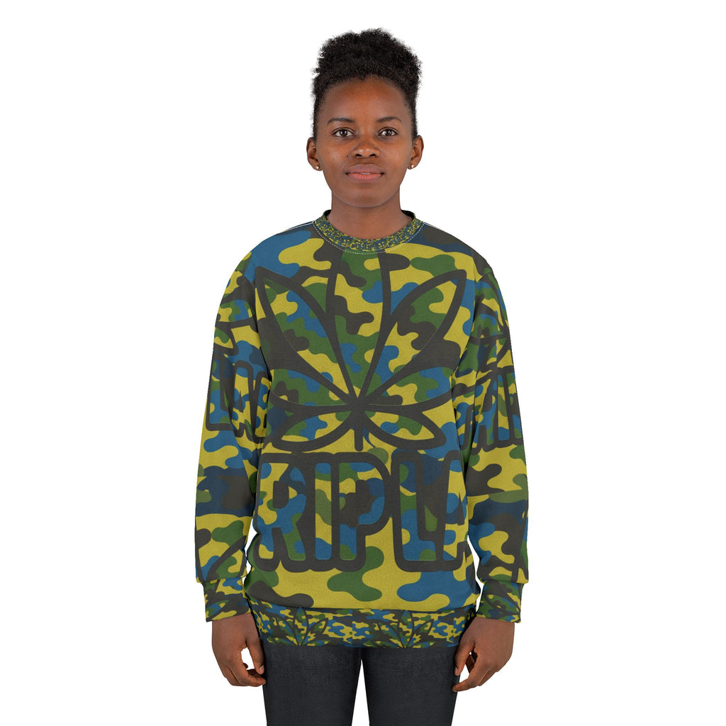 Camo 'Tripleaf' Sweatshirt – All-Over Print Cannabis Leaf Pullover