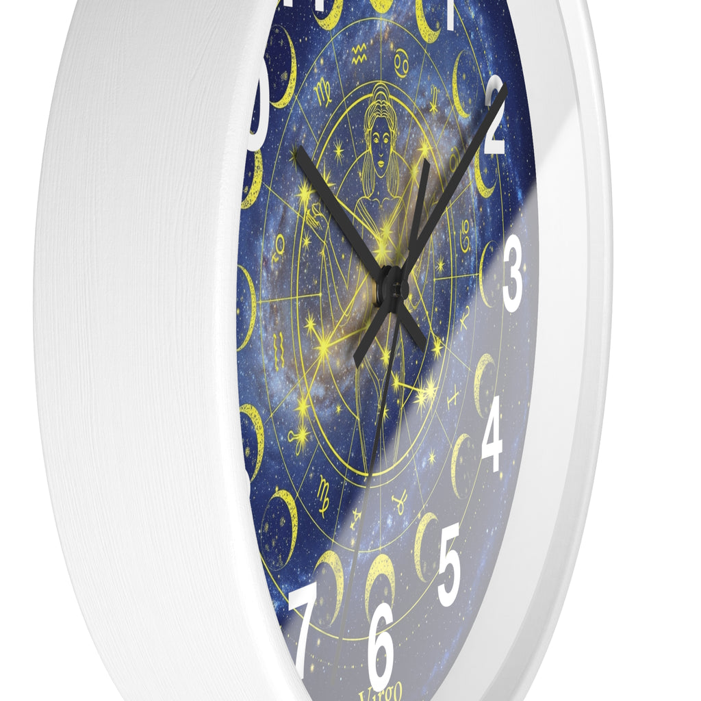 Celestial Virgo Wall Clock - Zodiac Decor for Astrology Lovers, Unique Gift for Birthday, Home Office Wall Art, Cosmic Timepiece
