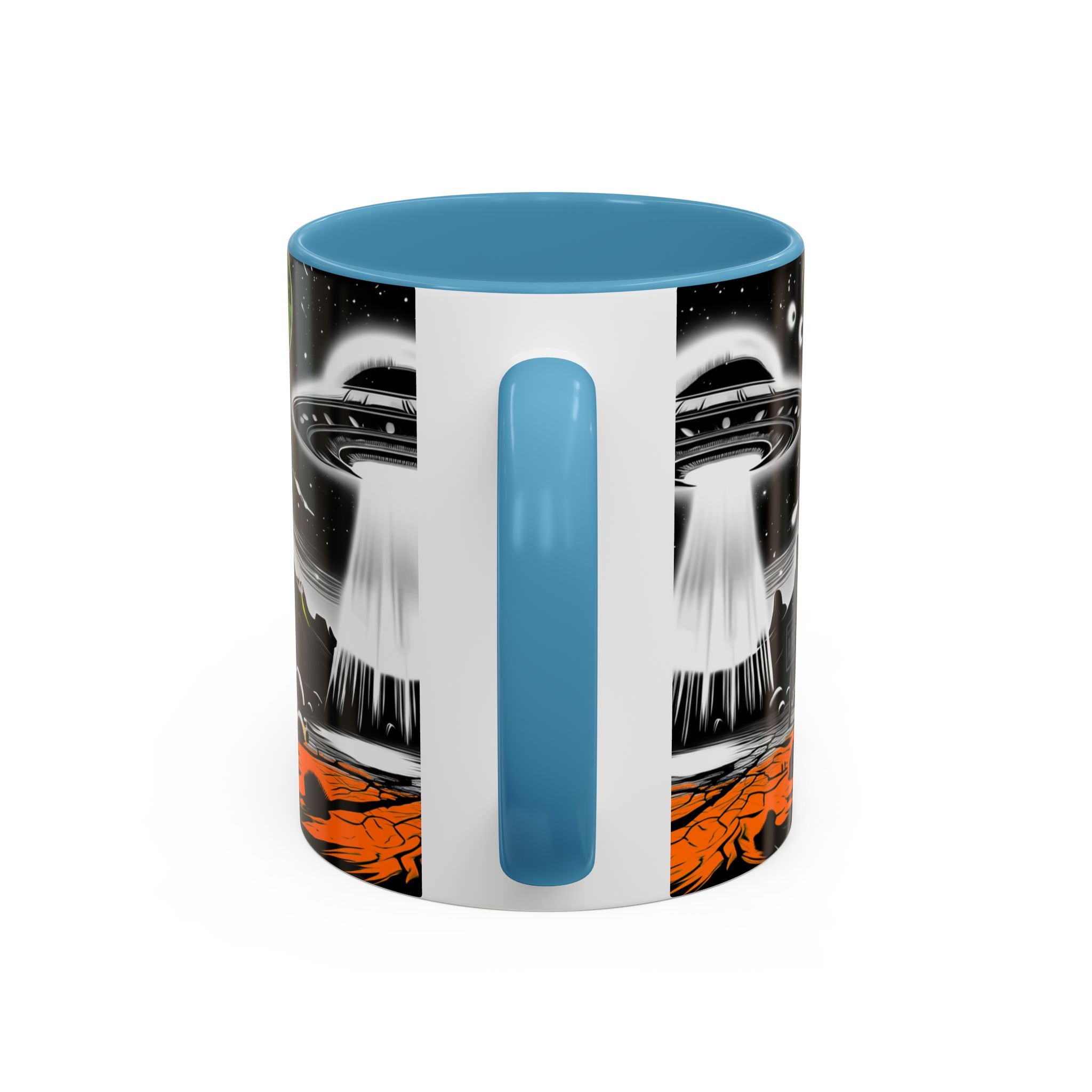 Area 51 UFO Accent Coffee Mug - Space Lover Gift, Weird Alien Decor, Black Mug, Sci-Fi Enthusiast, Kitchenware, Unique Gift Idea!