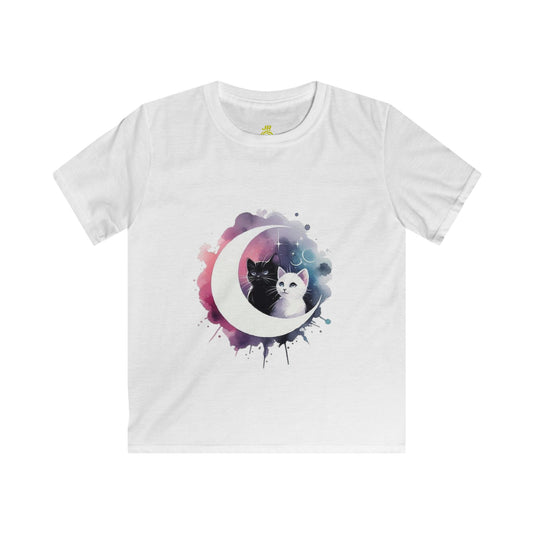 Celestial Cat Kids Tee, Cute Tee for Cat Lovers, Space Theme Kids Shirt, Gift for Birthdays, Animal Lover Apparel, Cosmic Print Top
