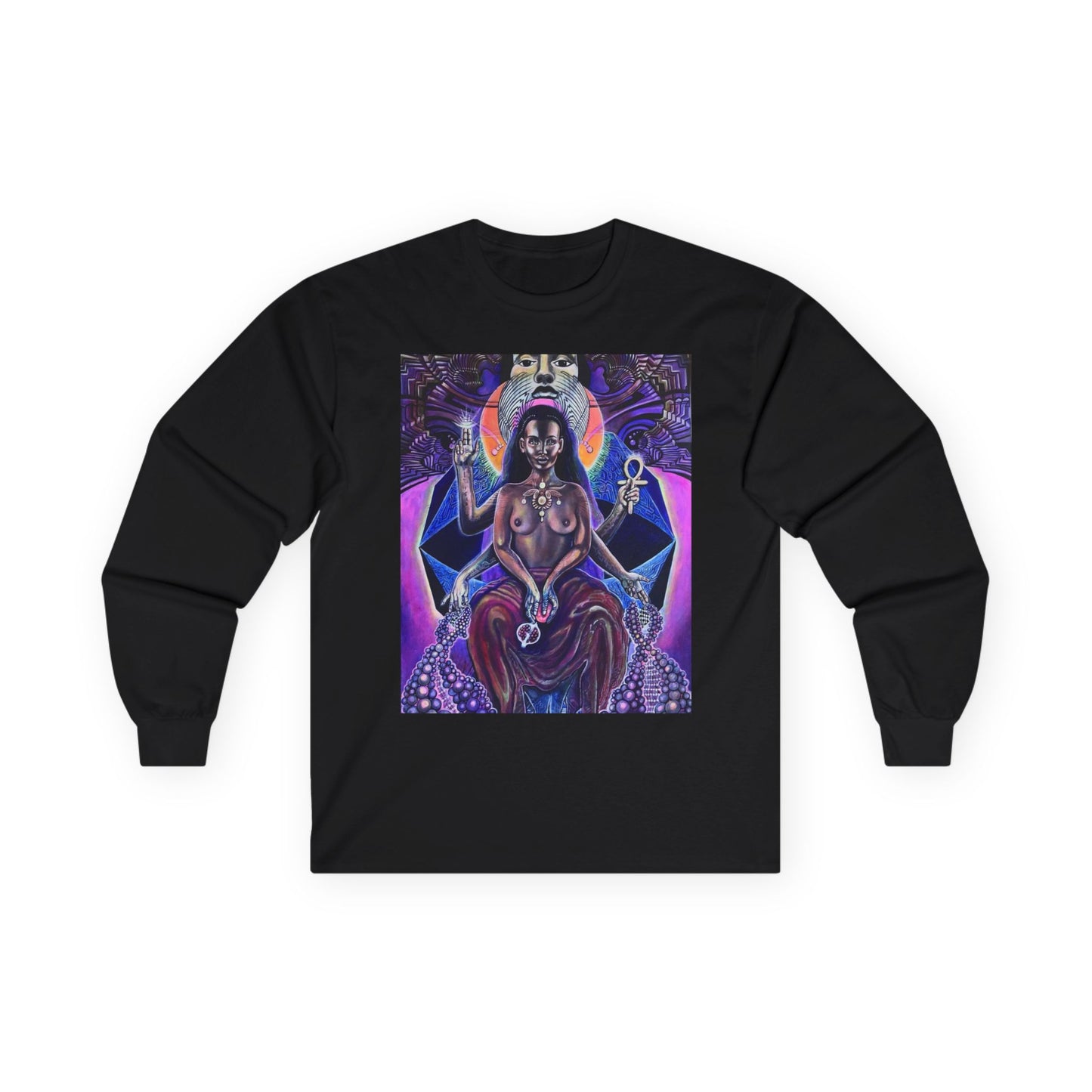 Mystical Goddess Long Sleeve Tee - Spiritual Art, Bohemian Style, Perfect for Festivals, Casual Wear, Gifts for Her