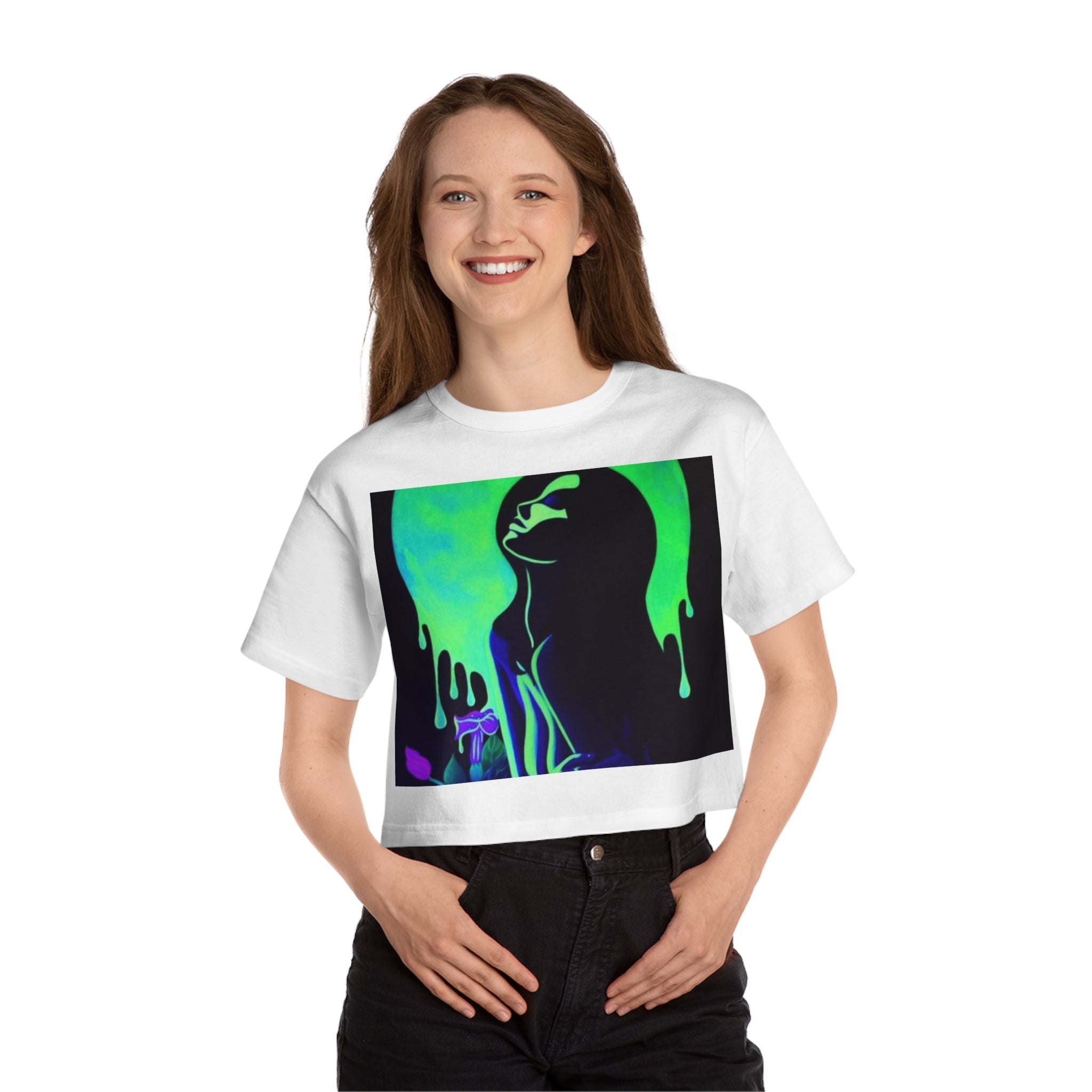 Neon Art Cropped T-Shirt for Women | Champion Heritage Style
