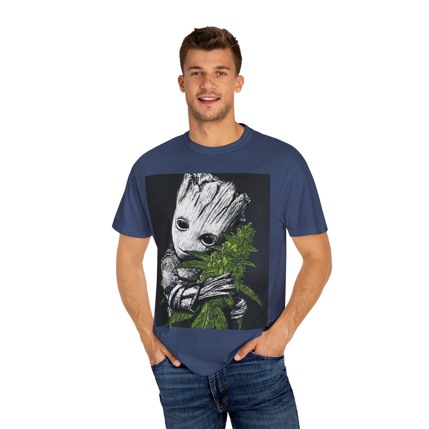 Garment-Dyed T-Shirt - Cute Groot with Plants Graphic
