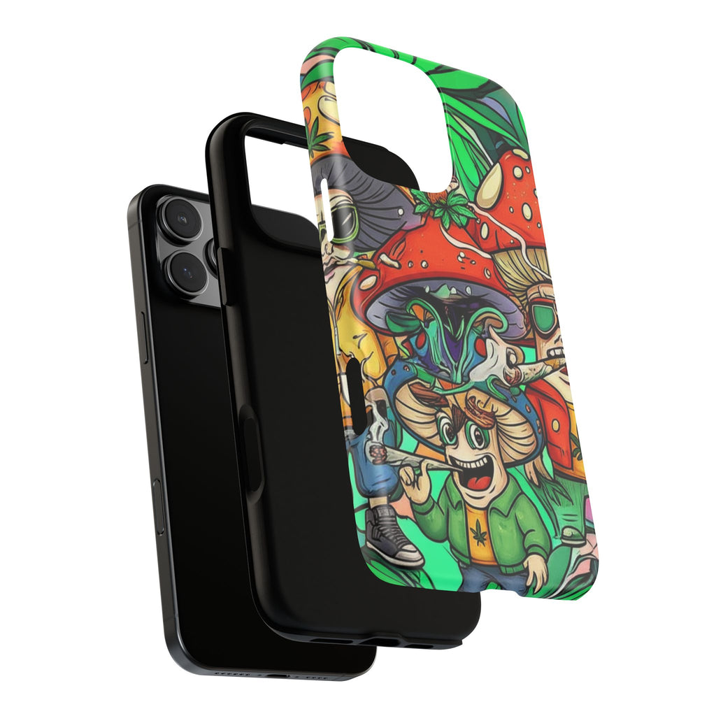 Vibrant Phone Case Featuring Funky Mushroom Art, Tough Cases, Trendy Accessories, Unique Gifts, Eclectic Style, Phone Protection