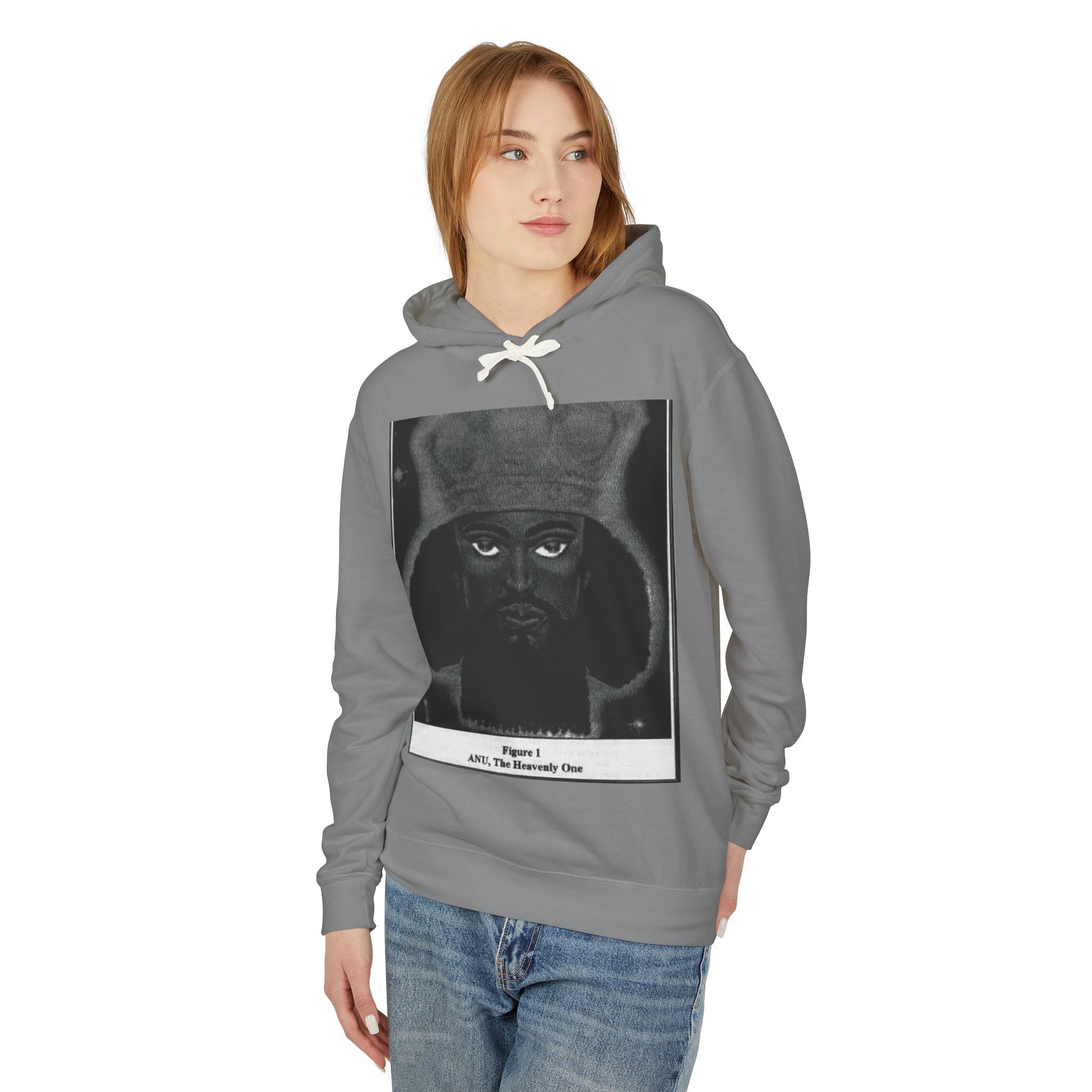 Artistic Unisex Lightweight Hooded Sweatshirt, Unique Graphic Hoodie, Anu The Heavenly One Design, Comfort Wear, Streetwear Style
