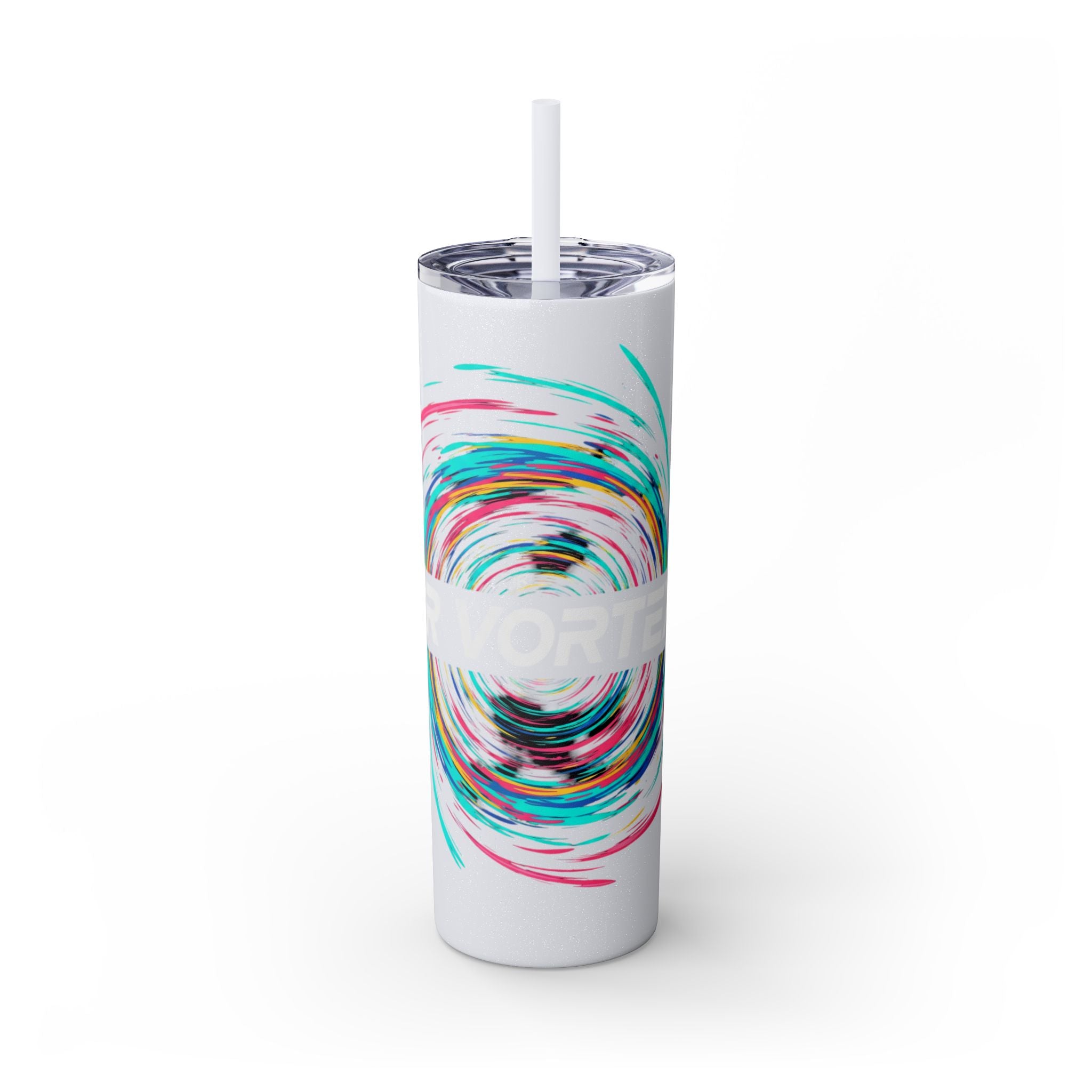 Colorful Swirl Skinny Tumbler with Straw, 20oz | Insulated Drinkware | Perfect for Gifts, Travel, Office, Beach, Summer Vibes