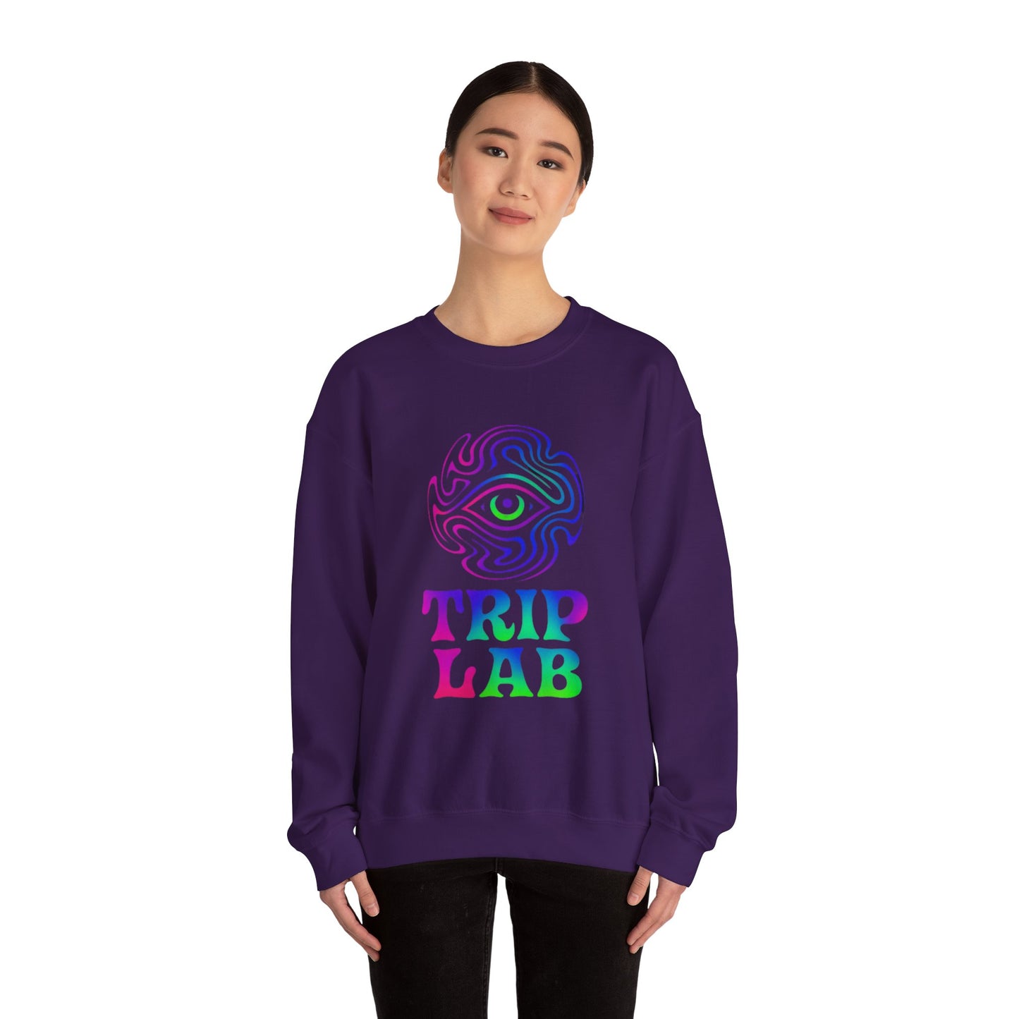 Psychedelic Trip Lab Sweatshirt, Unisex Crewneck, Cozy Gift for Festival Lovers, Casual Wear, Street Style