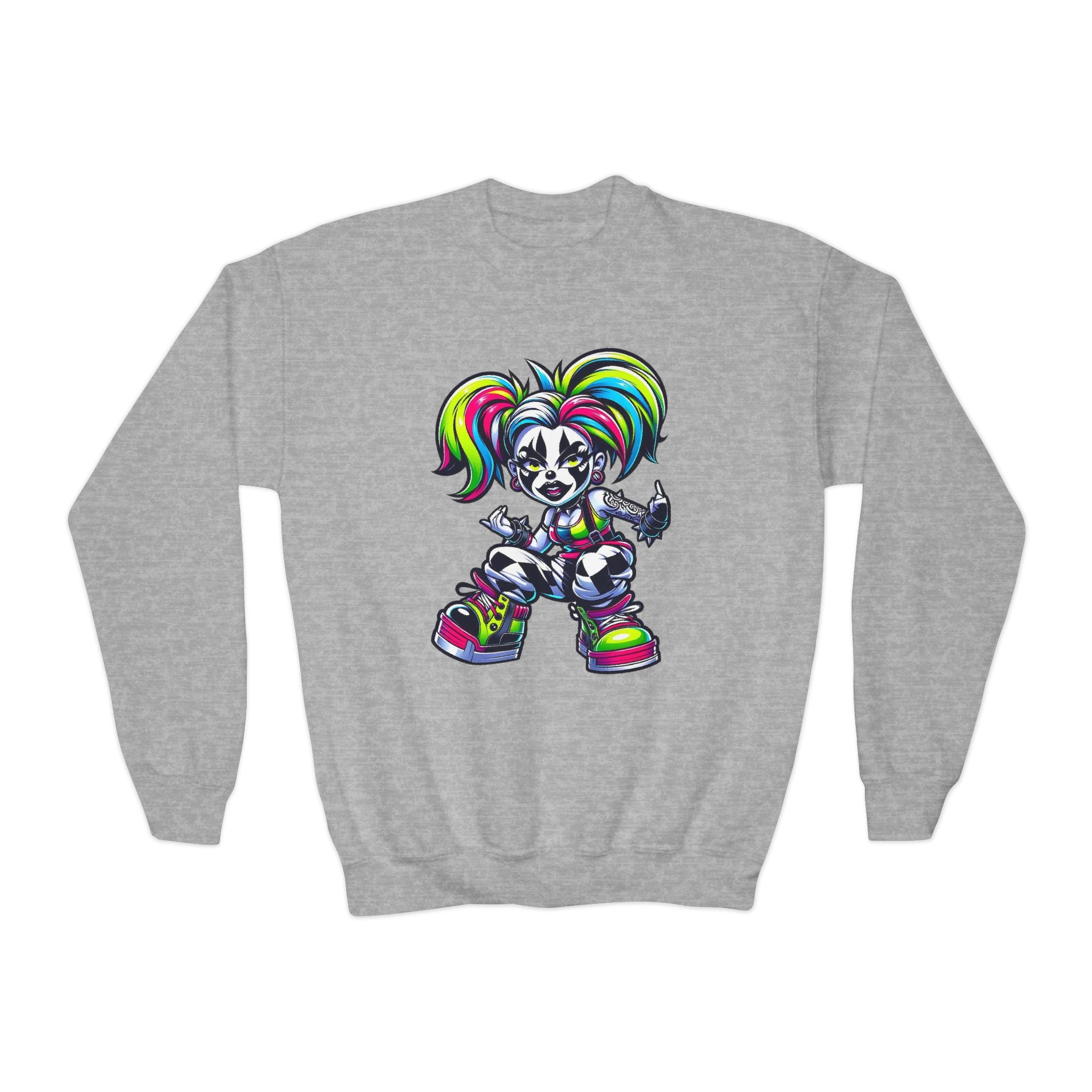 Colorful Graphic Youth Crewneck Sweatshirt, Fun Sweatshirt for Kids, Perfect Gift for Birthdays, Halloween, or Everyday Wear