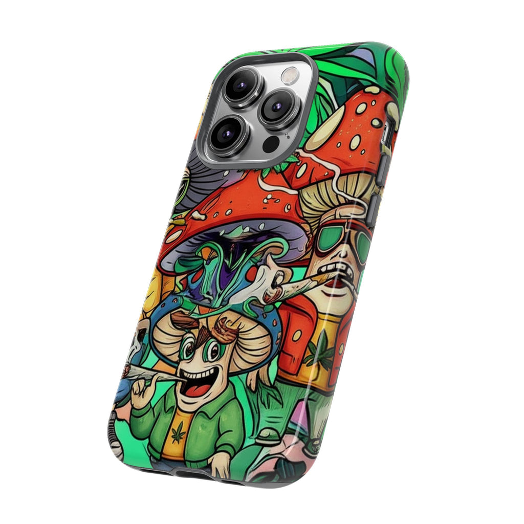 Vibrant Phone Case Featuring Funky Mushroom Art, Tough Cases, Trendy Accessories, Unique Gifts, Eclectic Style, Phone Protection
