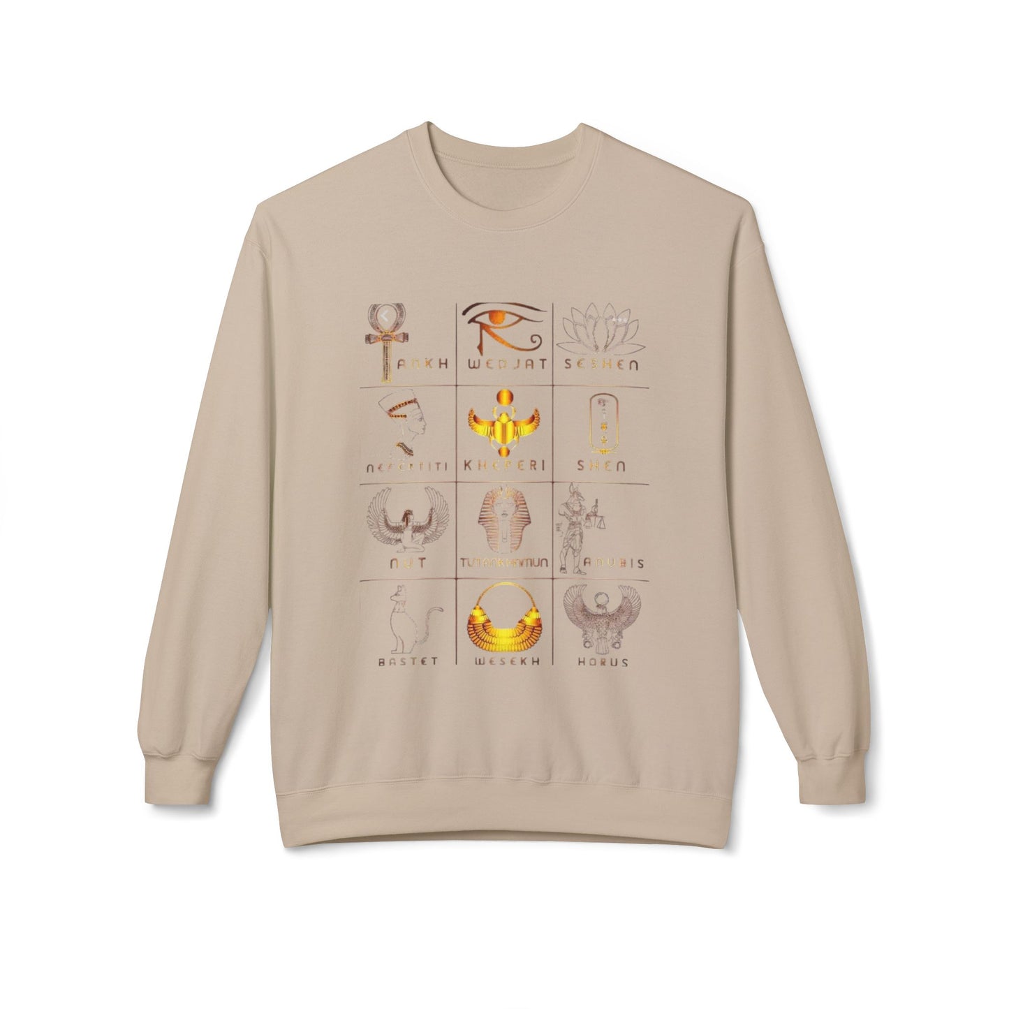 Egyptian Hieroglyphs Sweatshirt, Cozy Crewneck with Ancient Symbols, Unisex Fashion for History Lovers, Gift for Birthdays & Holidays
