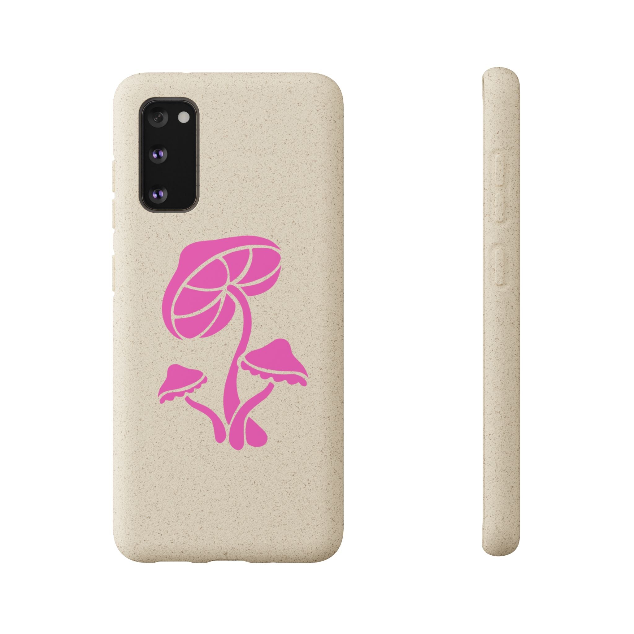 Eco-Friendly Phone Case with Pink Mushroom Design, Biodegradable Phone Cover, Sustainable Gift for Nature Lovers, Earth Day Gift, Cute Phone