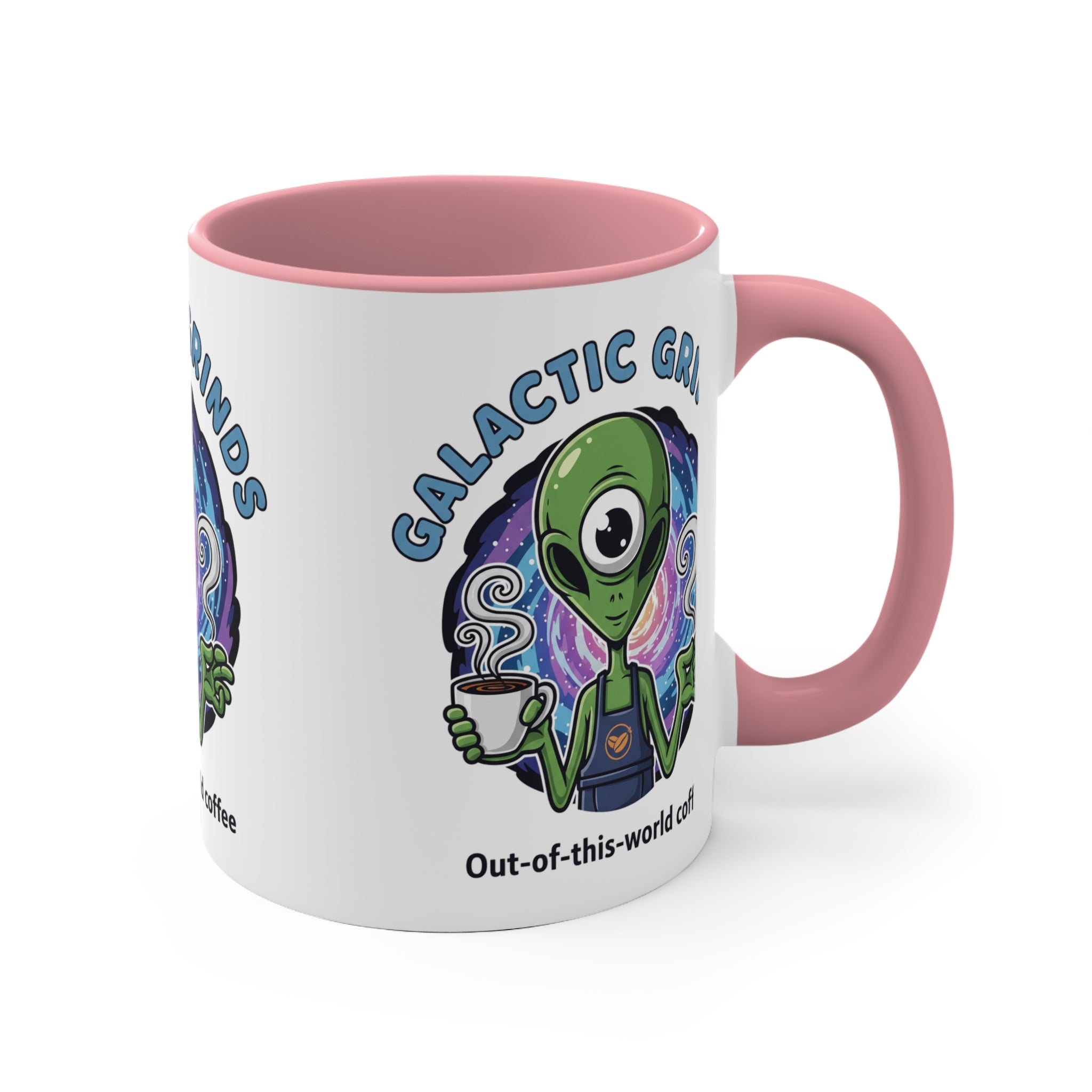 Galactic Grinds Alien 11oz Accent Mug, Fun Coffee Mug for Sci-Fi Lovers, Unique Gift for Birthdays and Holidays, Quirky Drinkware