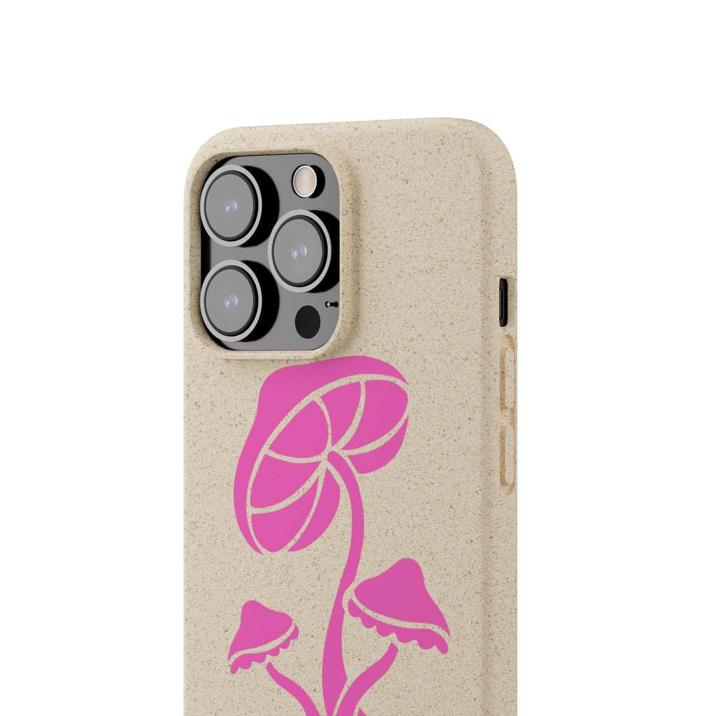 Eco-Friendly Phone Case with Pink Mushroom Design, Biodegradable Phone Cover, Sustainable Gift for Nature Lovers, Earth Day Gift, Cute Phone