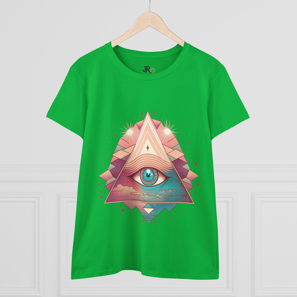 Mystical Eye Graphic Tee, Boho T-Shirt for Women, Casual Summer Shirt, Symbolic Gift, Unique Festival Wear, Psychedelic Apparel