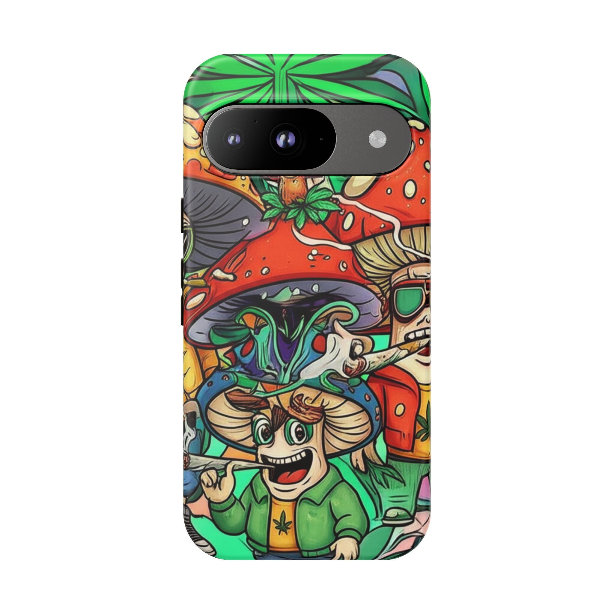 Vibrant Phone Case Featuring Funky Mushroom Art, Tough Cases, Trendy Accessories, Unique Gifts, Eclectic Style, Phone Protection