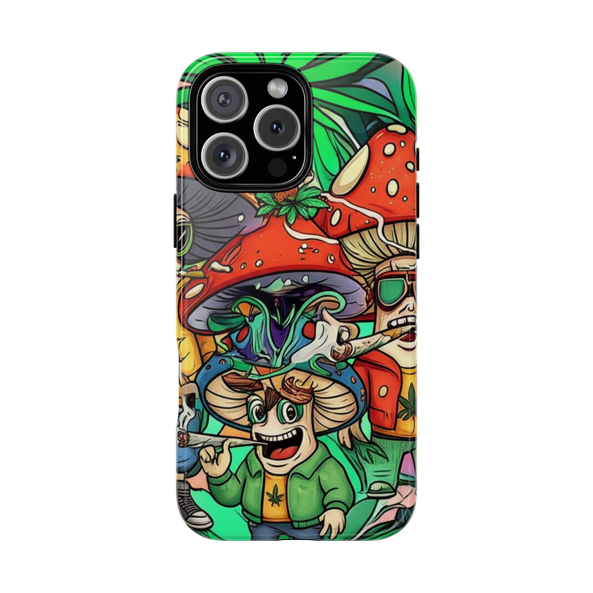 Vibrant Phone Case Featuring Funky Mushroom Art, Tough Cases, Trendy Accessories, Unique Gifts, Eclectic Style, Phone Protection
