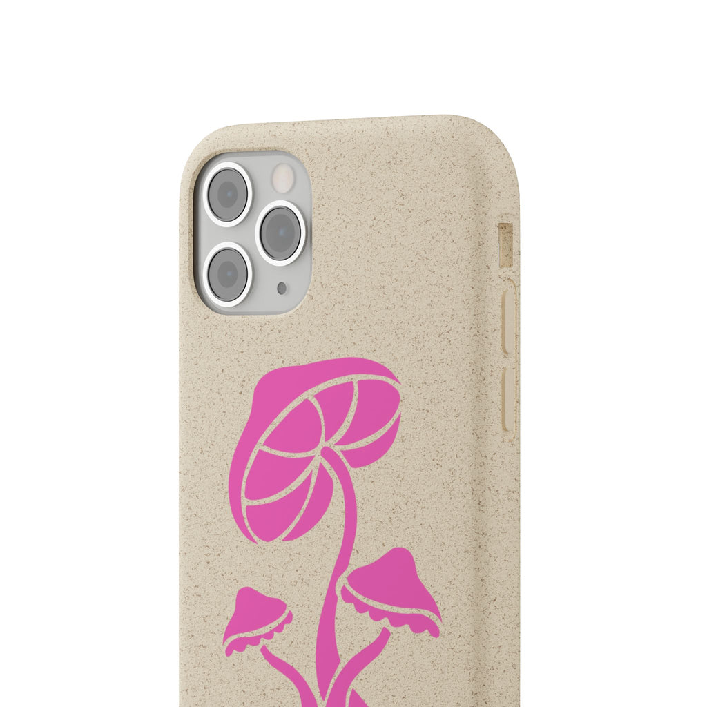 Eco-Friendly Phone Case with Pink Mushroom Design, Biodegradable Phone Cover, Sustainable Gift for Nature Lovers, Earth Day Gift, Cute Phone