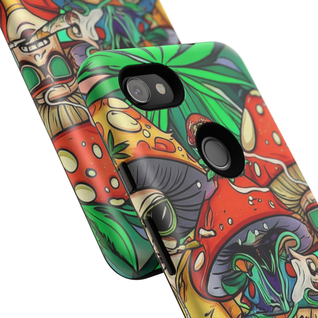 Vibrant Phone Case Featuring Funky Mushroom Art, Tough Cases, Trendy Accessories, Unique Gifts, Eclectic Style, Phone Protection