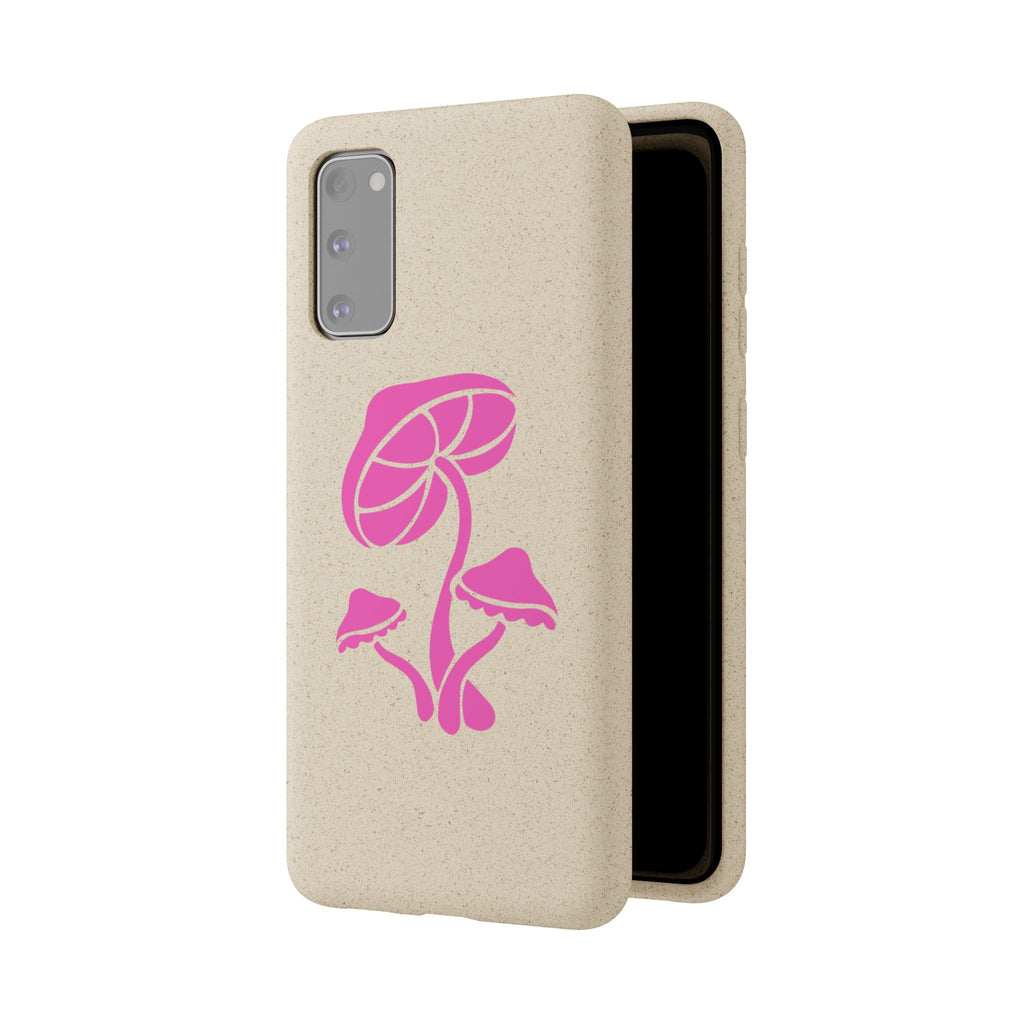 Eco-Friendly Phone Case with Pink Mushroom Design, Biodegradable Phone Cover, Sustainable Gift for Nature Lovers, Earth Day Gift, Cute Phone
