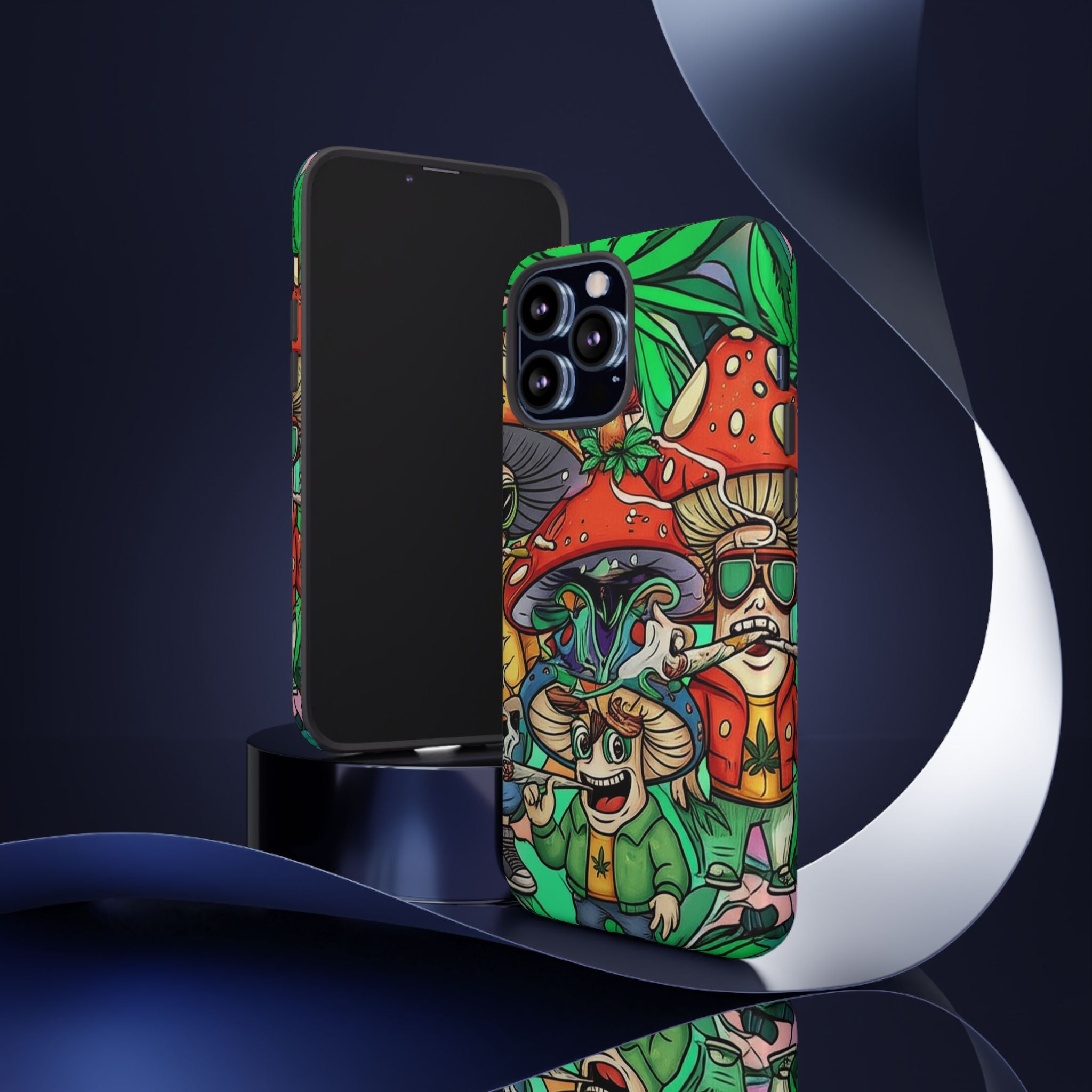 Vibrant Phone Case Featuring Funky Mushroom Art, Tough Cases, Trendy Accessories, Unique Gifts, Eclectic Style, Phone Protection