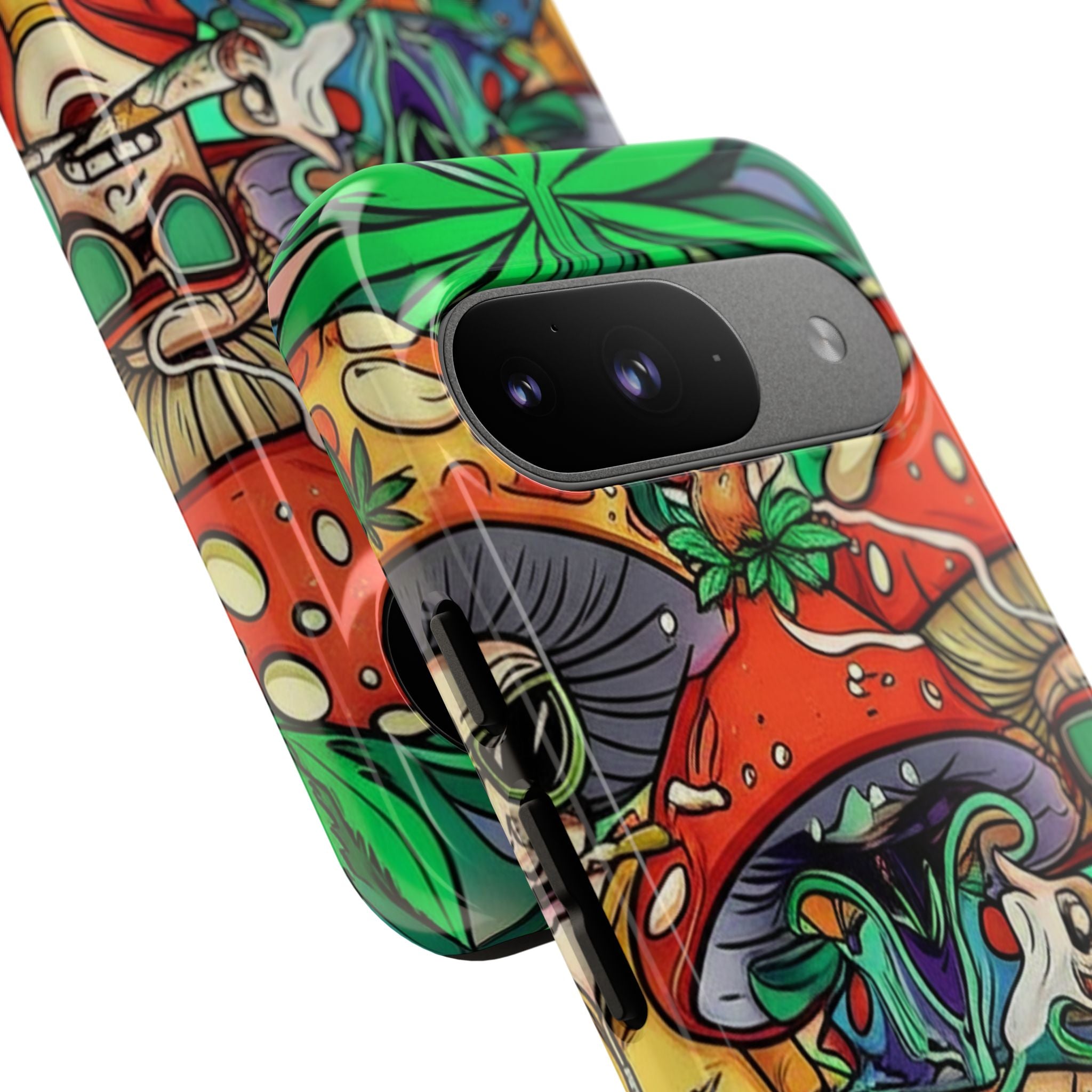 Vibrant Phone Case Featuring Funky Mushroom Art, Tough Cases, Trendy Accessories, Unique Gifts, Eclectic Style, Phone Protection