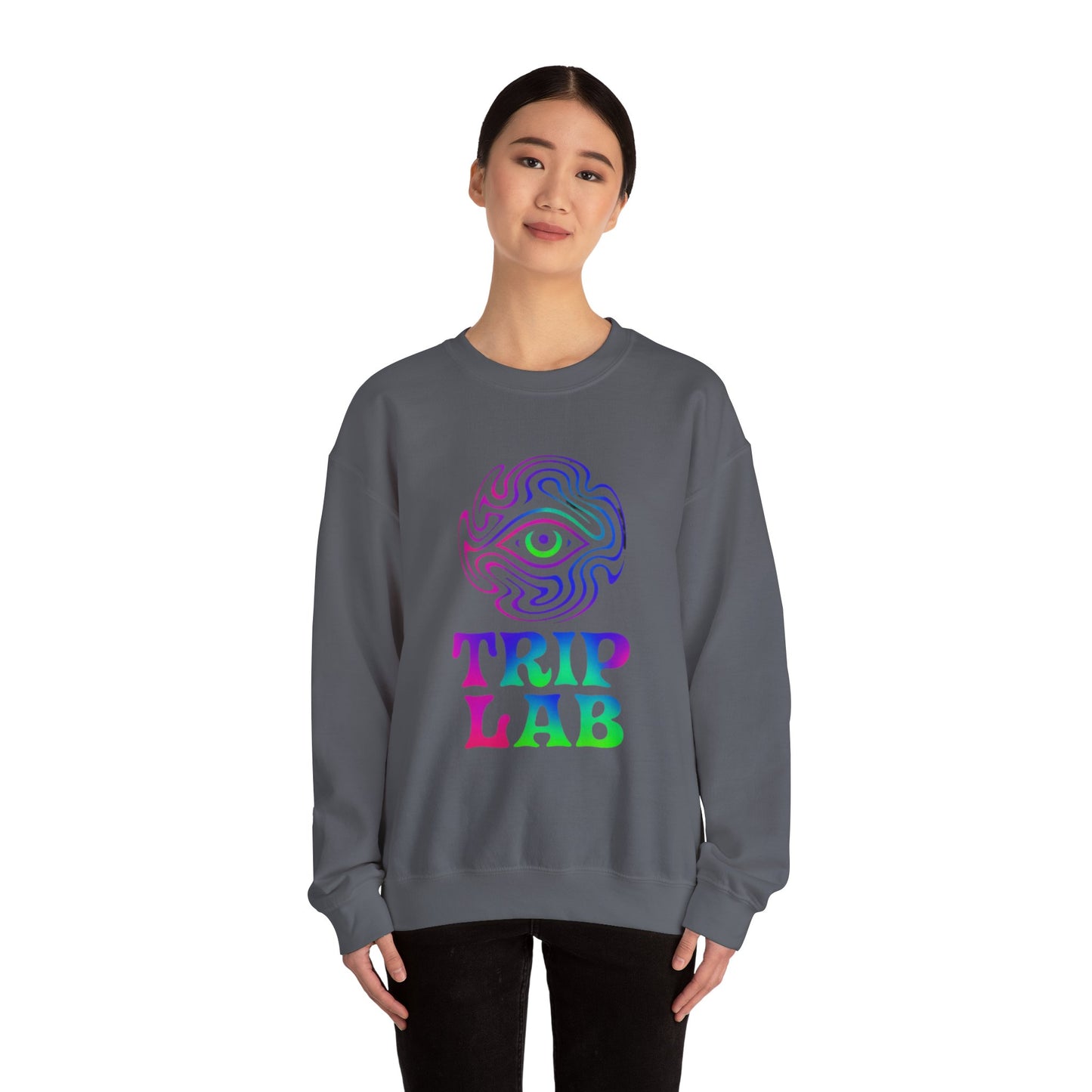 Psychedelic Trip Lab Sweatshirt, Unisex Crewneck, Cozy Gift for Festival Lovers, Casual Wear, Street Style