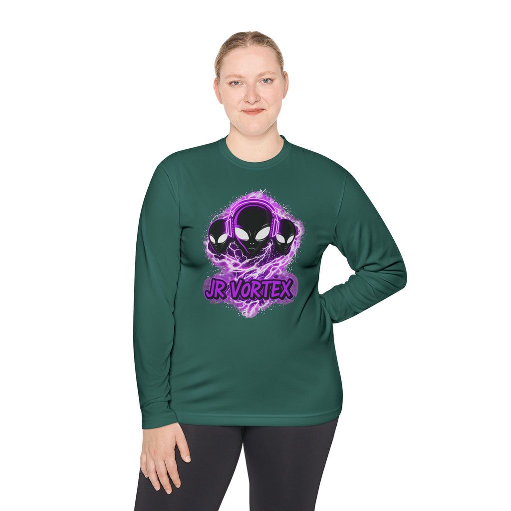 Alien Vortex Long Sleeve Tee — 'JR VORTEX' Graphic Sci‑Fi Shirt