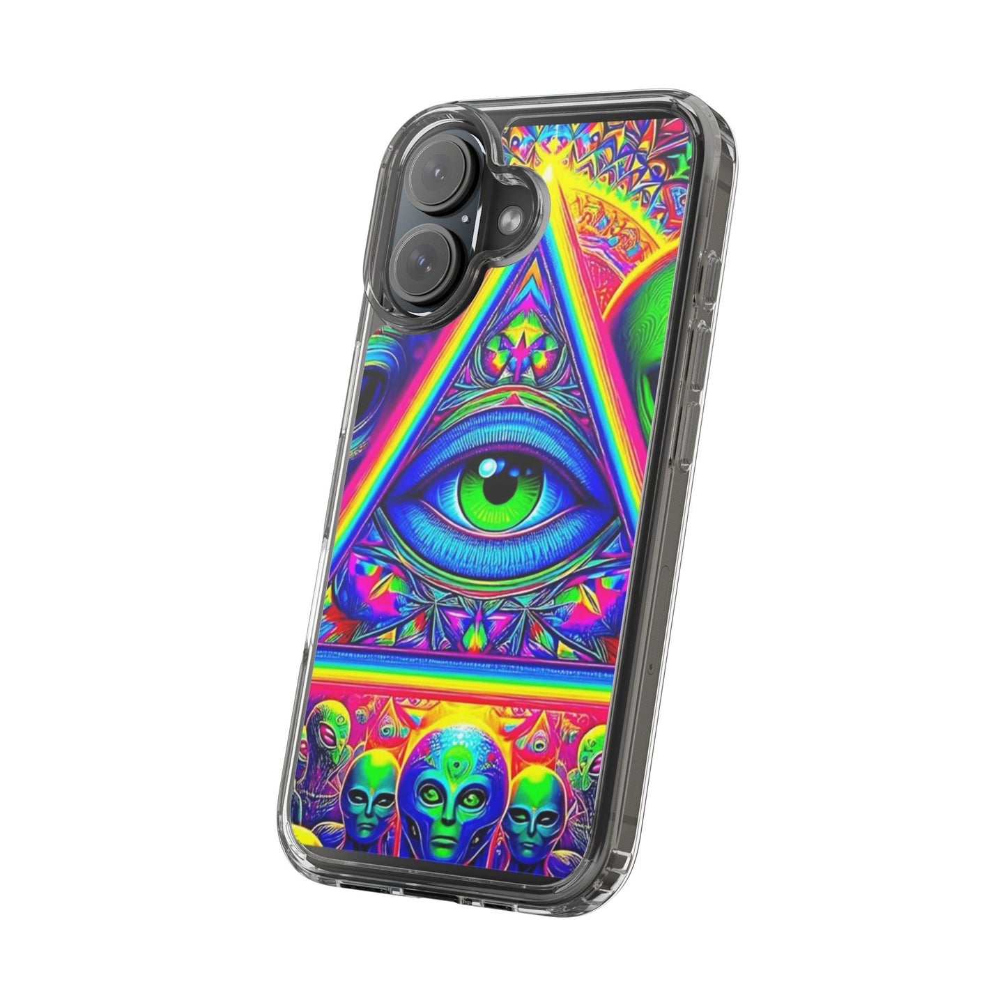 Colorful Alien Eye Phone Case, Psychedelic Clear Case, Gift for Art Lovers, Boho Phone Cover, Festival Accessory, Unique Mobile Case