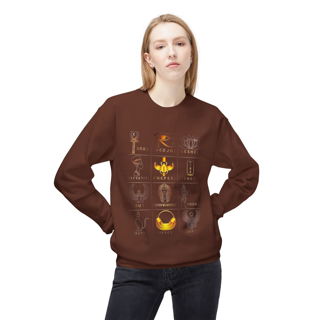 Egyptian Hieroglyphs Sweatshirt, Cozy Crewneck with Ancient Symbols, Unisex Fashion for History Lovers, Gift for Birthdays & Holidays