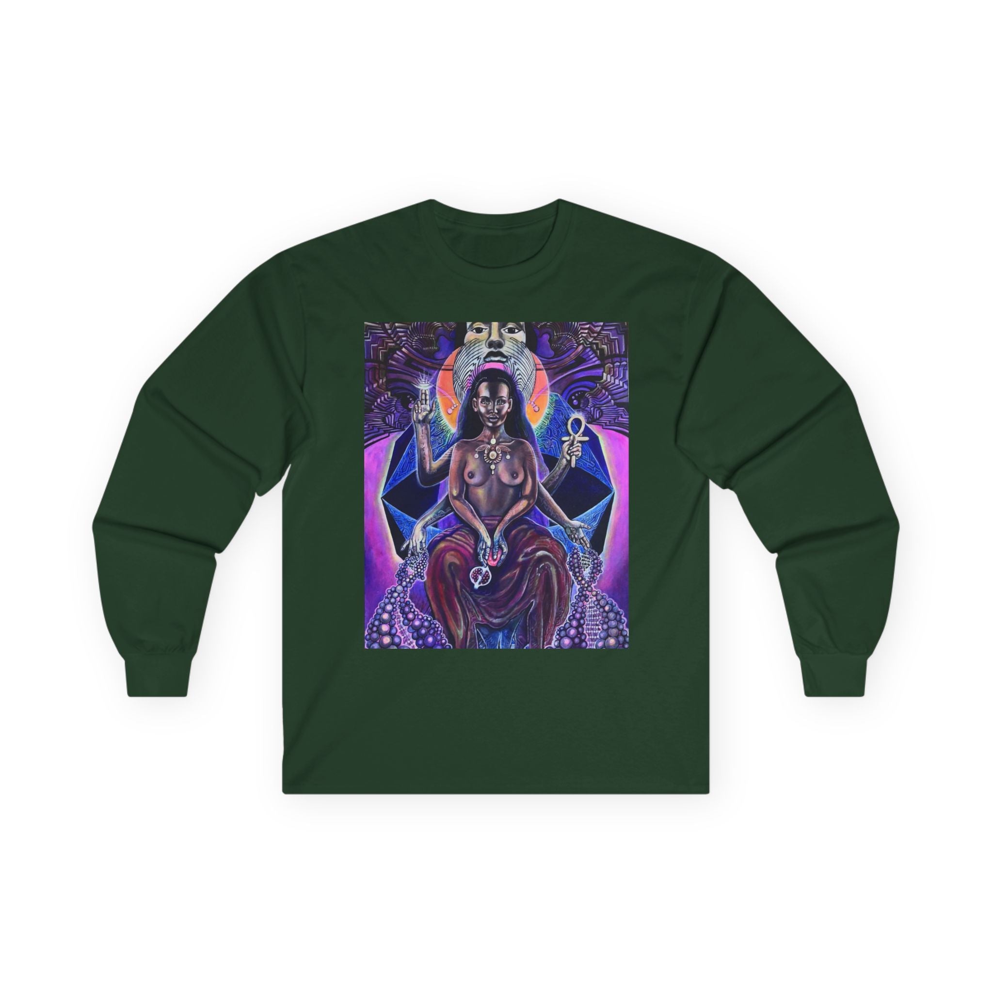 Mystical Goddess Long Sleeve Tee - Spiritual Art, Bohemian Style, Perfect for Festivals, Casual Wear, Gifts for Her