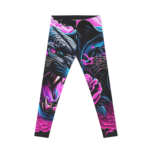 Vibrant Panther Print Leggings for Women, Athletic Wear, Yoga Pants, Festival Clothing, Casual Workout
