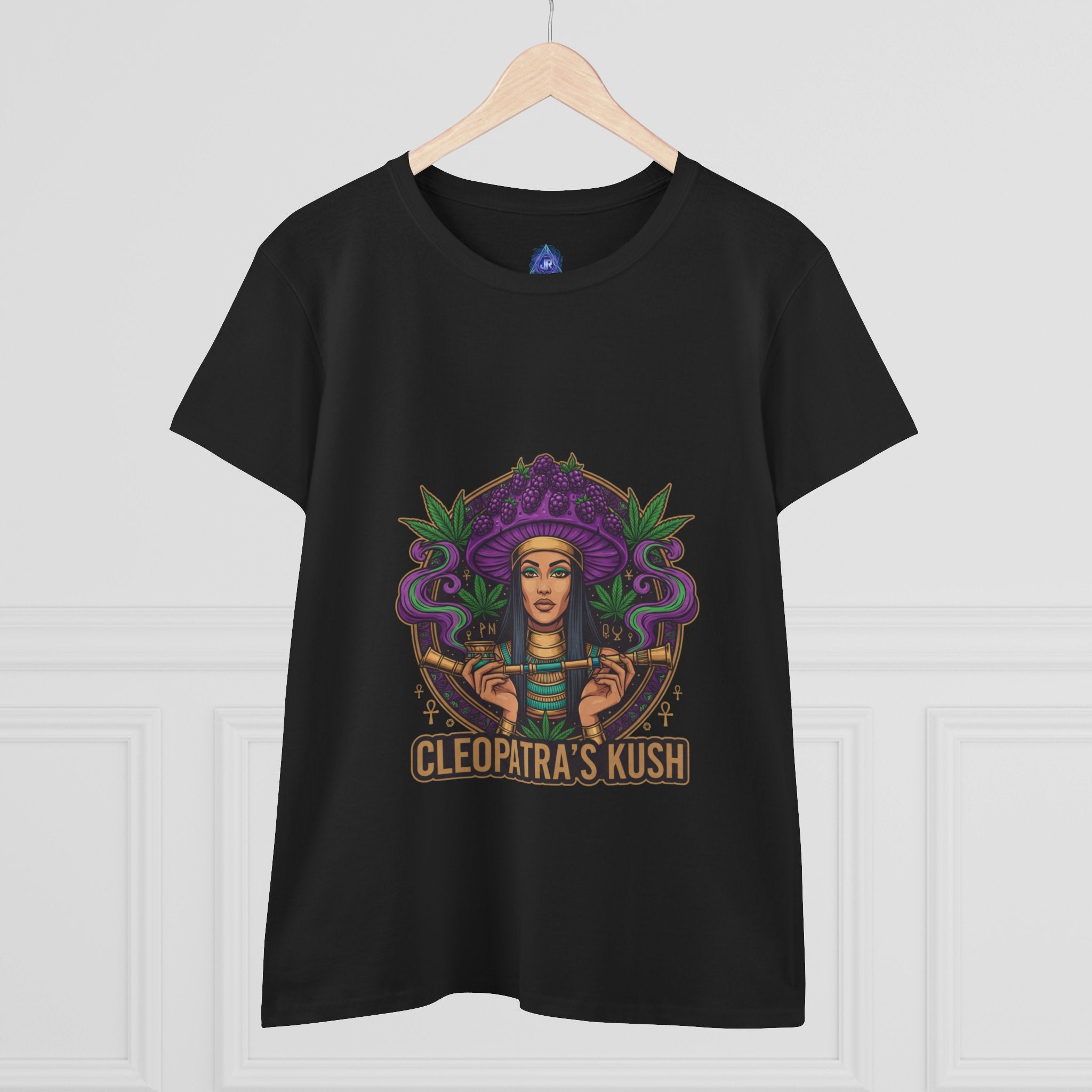 Cleopatra's Kush Women's Midweight Cotton Tee - Stylish Cannabis-Inspired T-Shirt