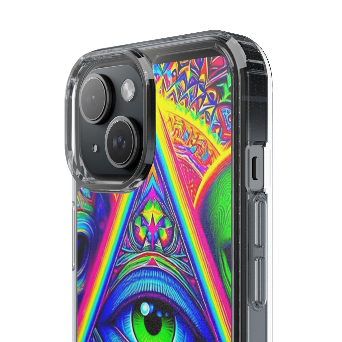 Colorful Alien Eye Phone Case, Psychedelic Clear Case, Gift for Art Lovers, Boho Phone Cover, Festival Accessory, Unique Mobile Case