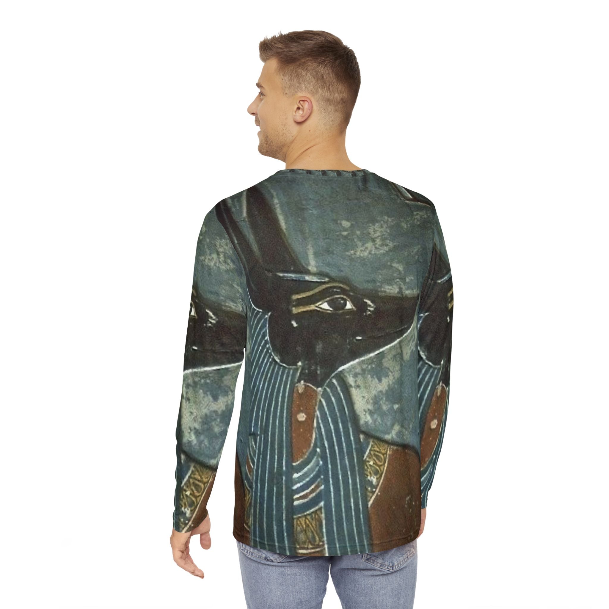 Stylish Anubis Long Sleeve Shirt, Casual Wear, Egyptian Mythology, Unique Gift, Festival Outfit, Cool Graphic Tee
