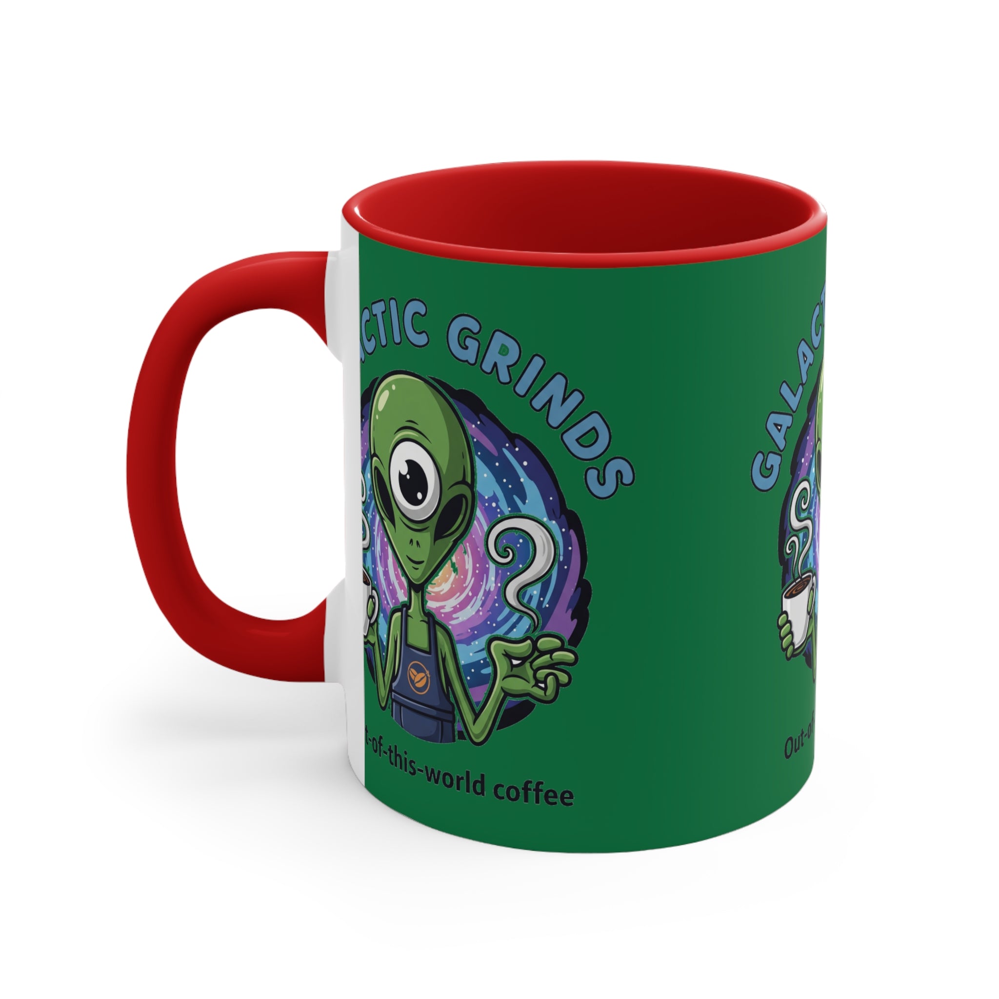 Galactic Grinds Alien Accent Mug - Fun Coffee Mug, Space Lover Gift, Unique Kitchen Decor, Whimsical Alien Design, Out-of-this-world Coffee