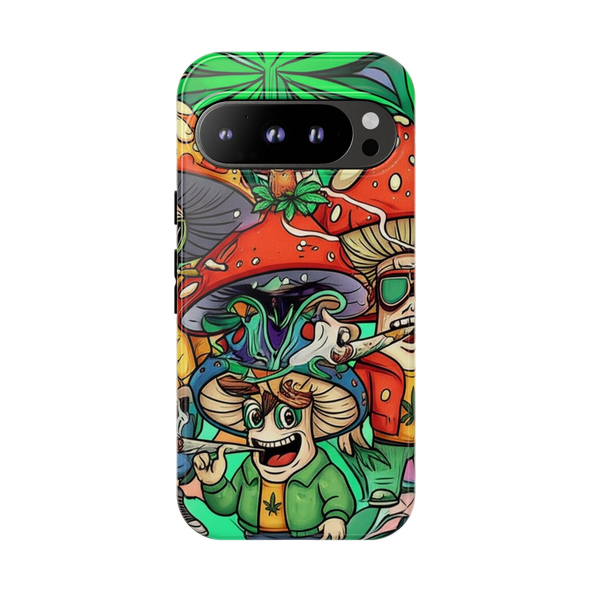 Vibrant Phone Case Featuring Funky Mushroom Art, Tough Cases, Trendy Accessories, Unique Gifts, Eclectic Style, Phone Protection
