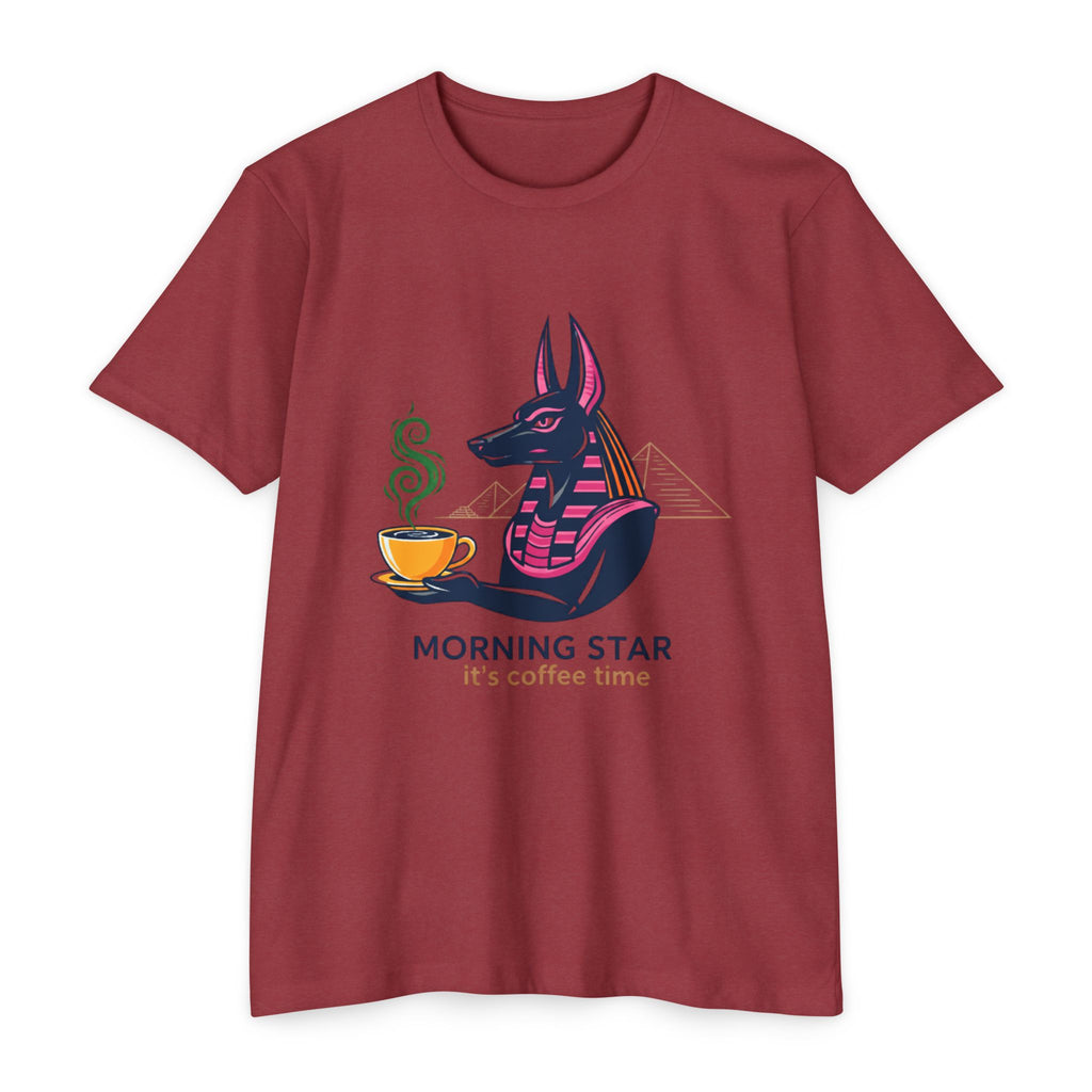 Coffee-Themed Unisex T-Shirt, Morning Star Design, Casual Wear for Dog Lovers, Gift for Coffee Enthusiasts, Fun Animal Art