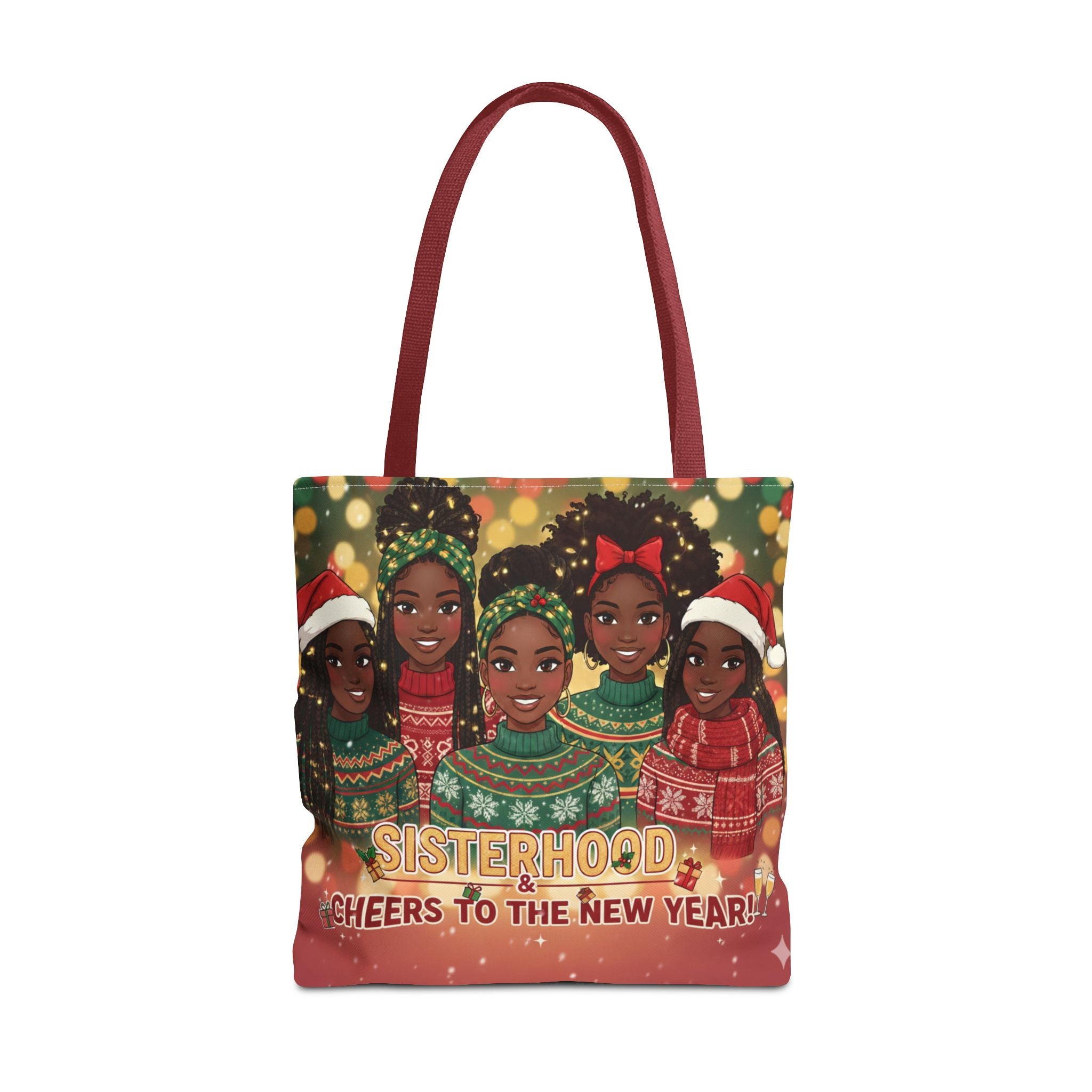Sisterhood Holiday Tote Bag — “Cheers to the New Year!” Christmas Market Bag