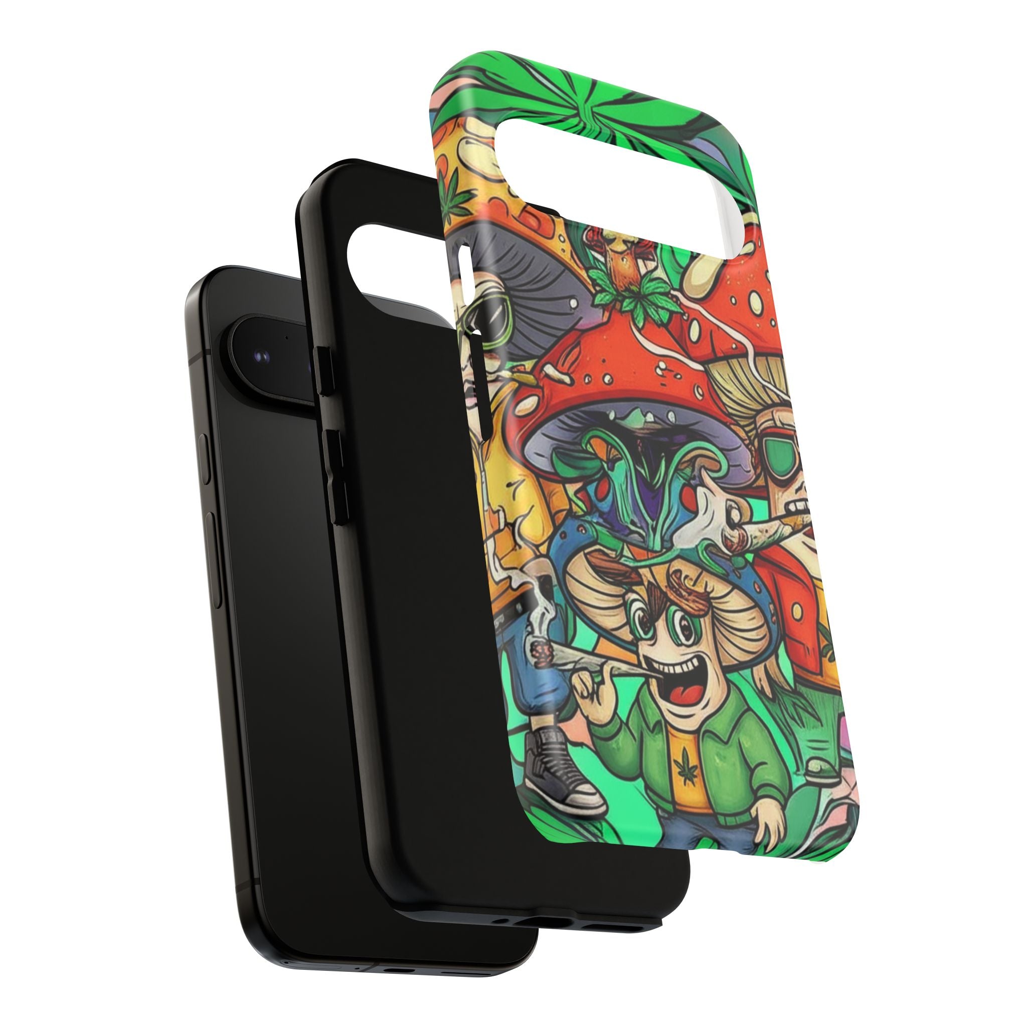 Vibrant Phone Case Featuring Funky Mushroom Art, Tough Cases, Trendy Accessories, Unique Gifts, Eclectic Style, Phone Protection