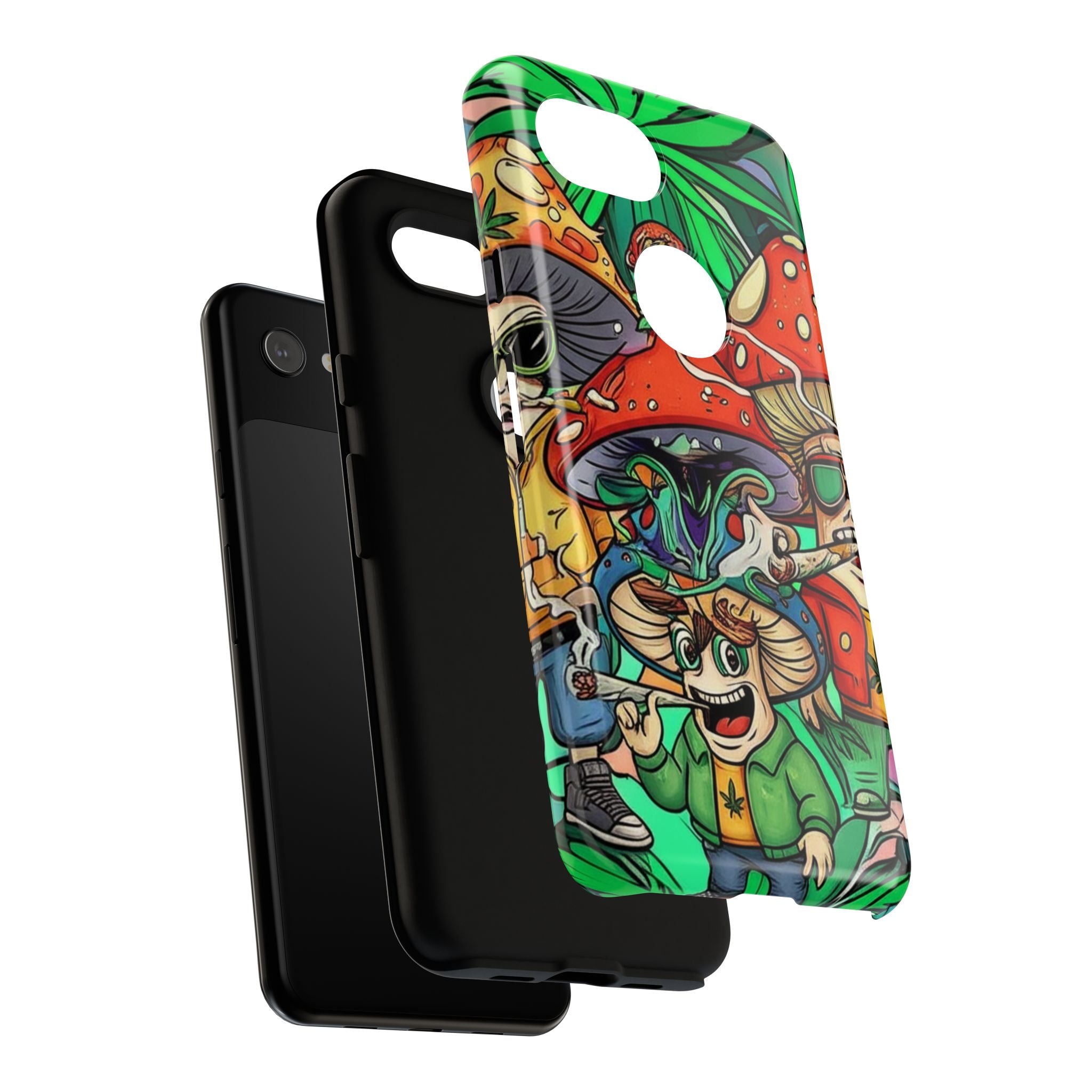 Vibrant Phone Case Featuring Funky Mushroom Art, Tough Cases, Trendy Accessories, Unique Gifts, Eclectic Style, Phone Protection