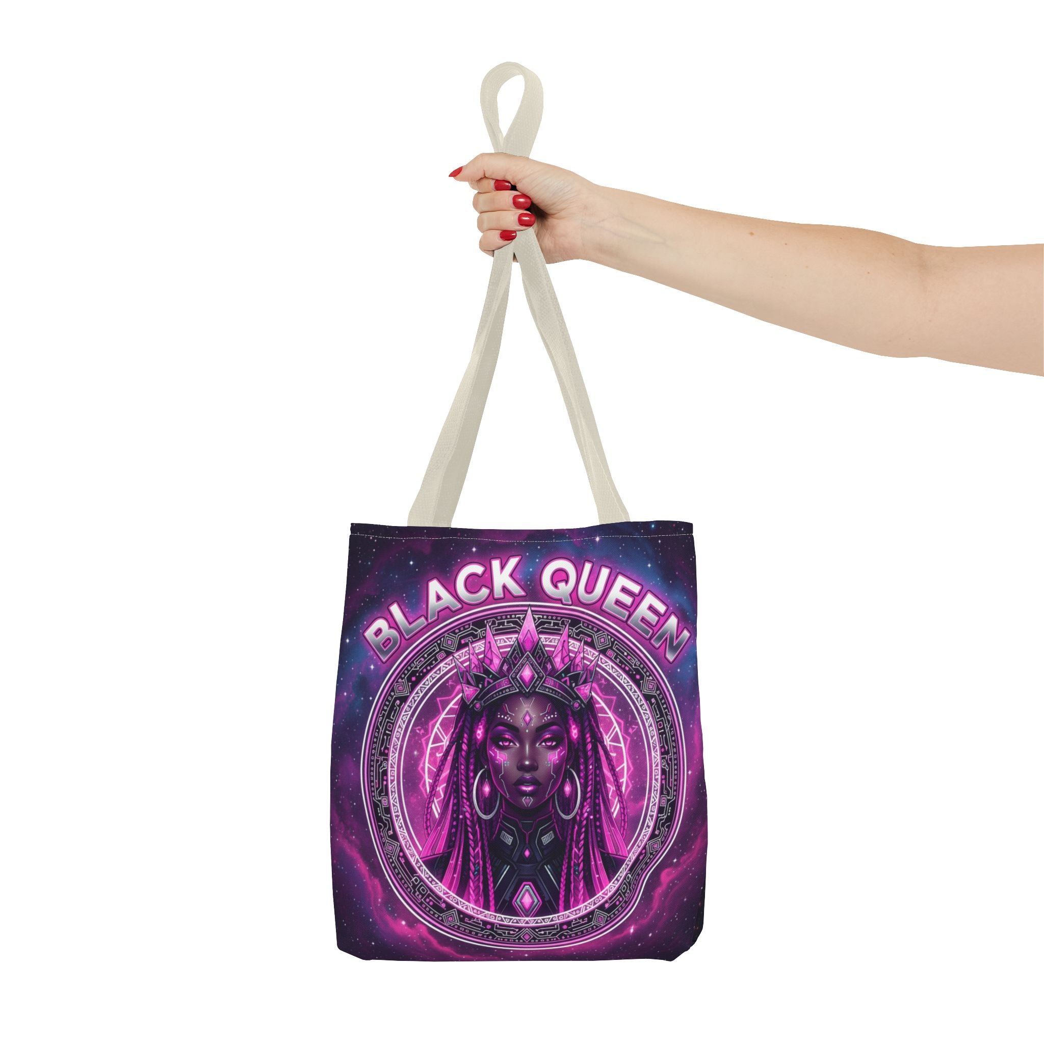Black Queen Art Tote Bag — Afrocentric Cosmic Portrait Tote