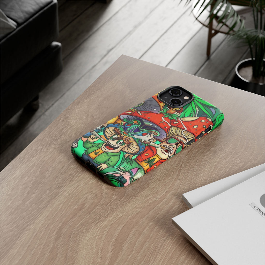 Vibrant Phone Case Featuring Funky Mushroom Art, Tough Cases, Trendy Accessories, Unique Gifts, Eclectic Style, Phone Protection