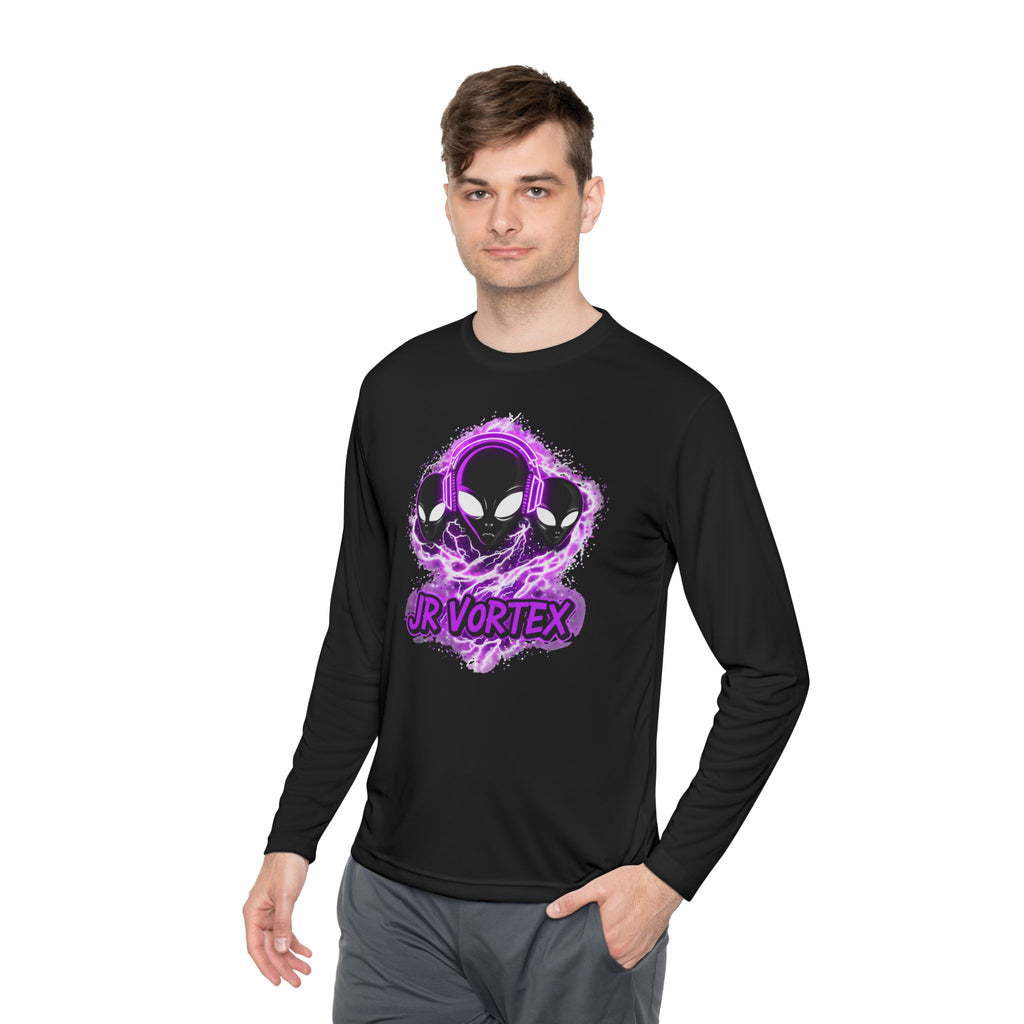 Alien Vortex Long Sleeve Tee — 'JR VORTEX' Graphic Sci‑Fi Shirt